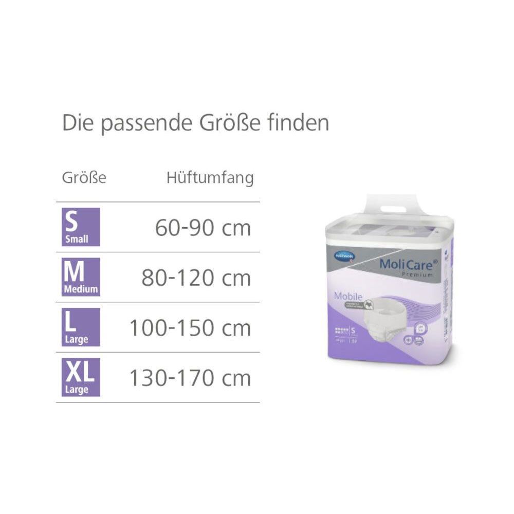 MoliCare Premium Mobile 8 Tropfen Gr. L ist eine Einweghose, bei der Einlage und Höschen in einem Produkt vereint sind