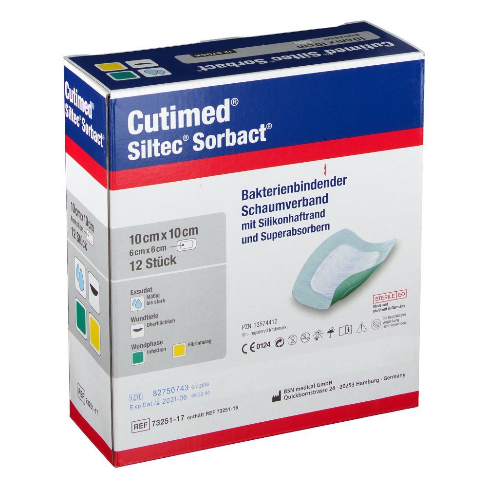 Cutimed® Siltec Sorbact 10 cm x 10 cm