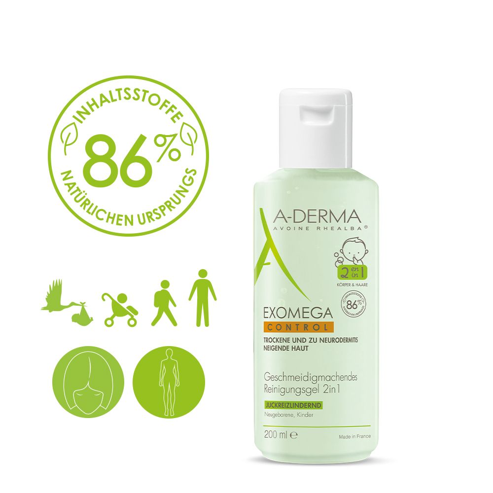 A-DERMA EXOMEGA Control Geschmeidigmachendes Reinigungsgel 2 in 1