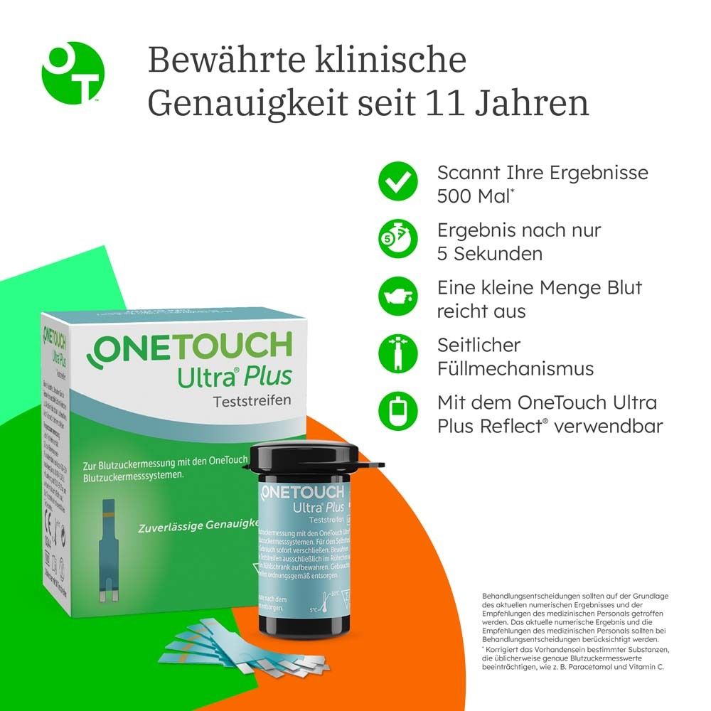 OneTouch Ultra® Plus  Blutzuckerteststreifen zur Blutzucker-Messung bei Diabetes (Zucker-Krankheit)