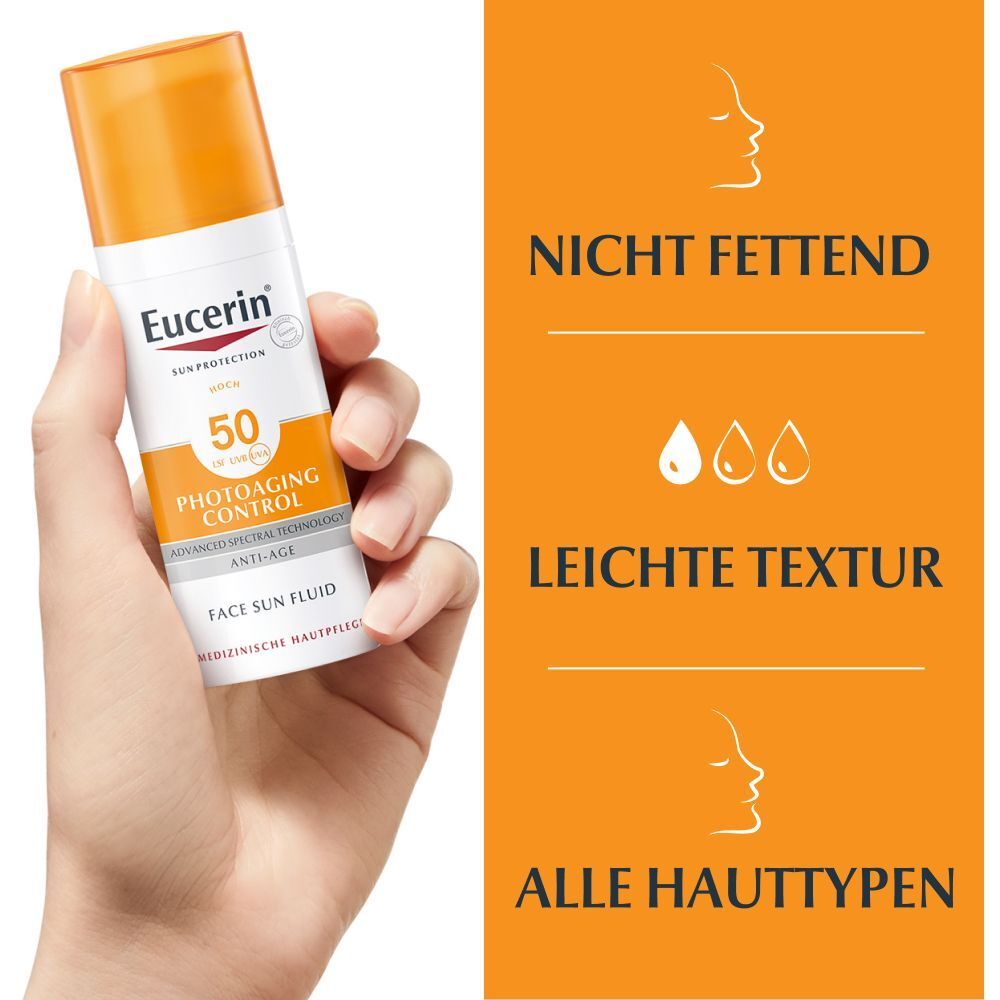 Eucerin® Photoaging Control Face Sun Fluid LSF 50 – hoher Sonnenschutz hilft gegen Photoaging und reduziert Falten sichtbar