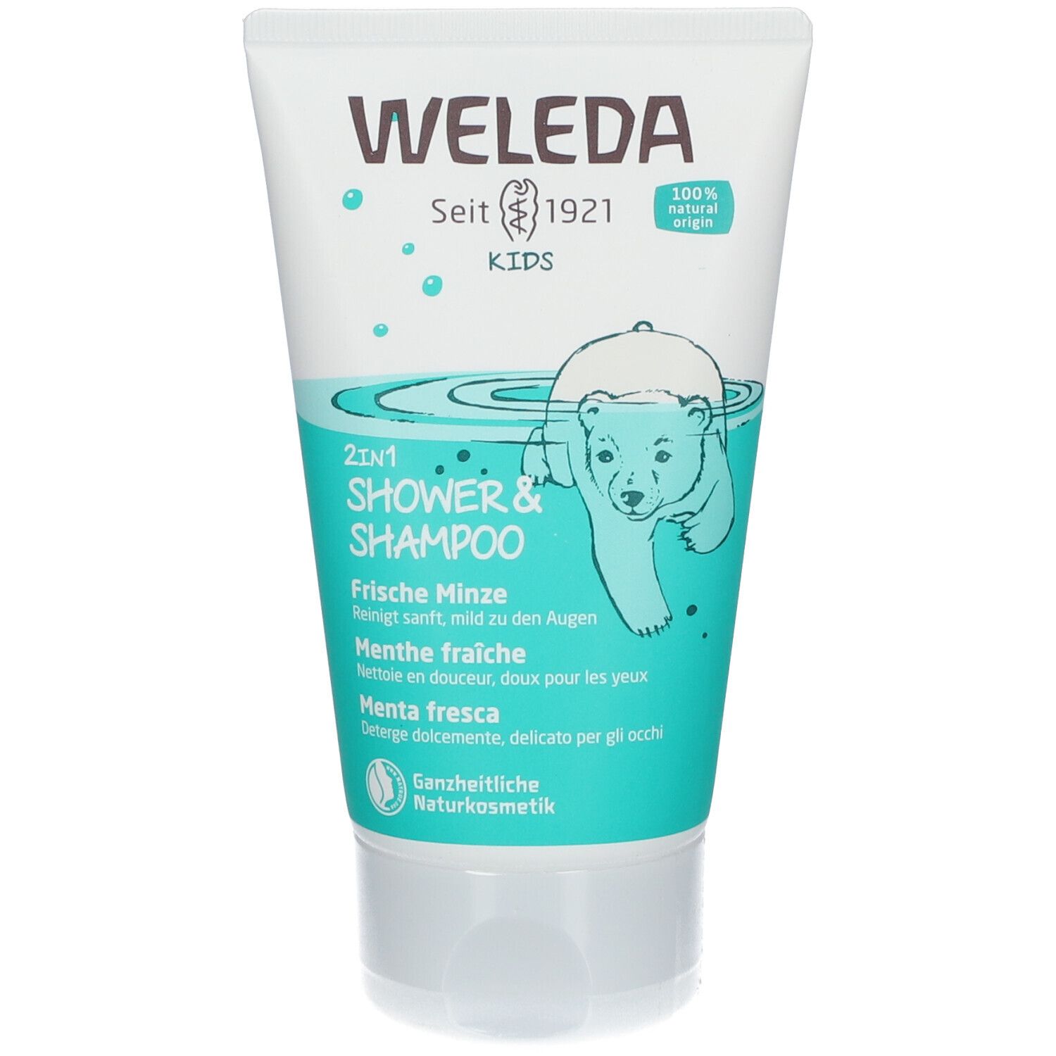 Weleda Kids 2in1 Shower & Shampoo Frische Minze - cremige, milde & frische 2in1 Reinigung für Kinder