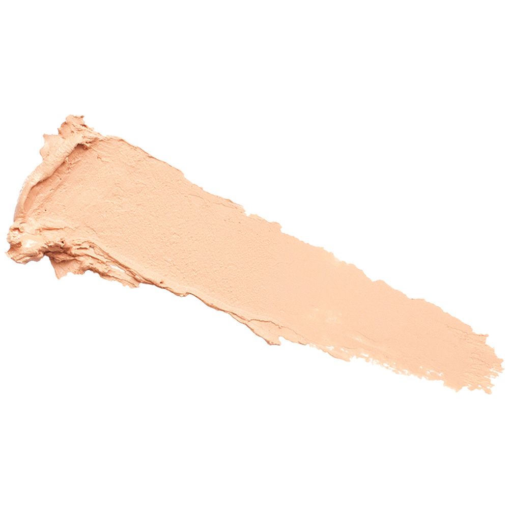 Abstrich von Vichy Dermablend Korrekturfarbe Apricot. Helle, cremige Textur auf weißem Hintergrund.