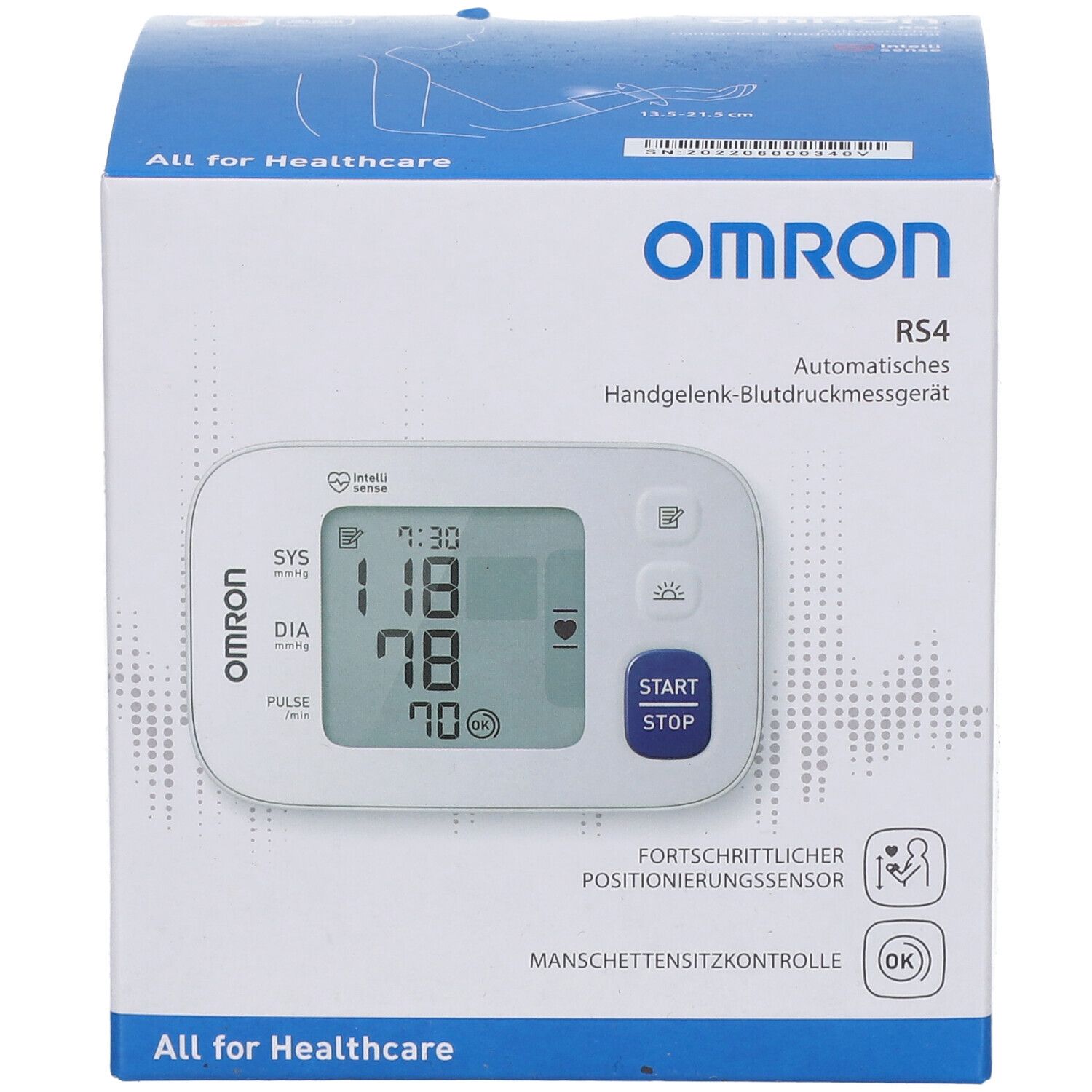 Omron RS4 Handgelenk Blutdruck Messgerät Intellisense
