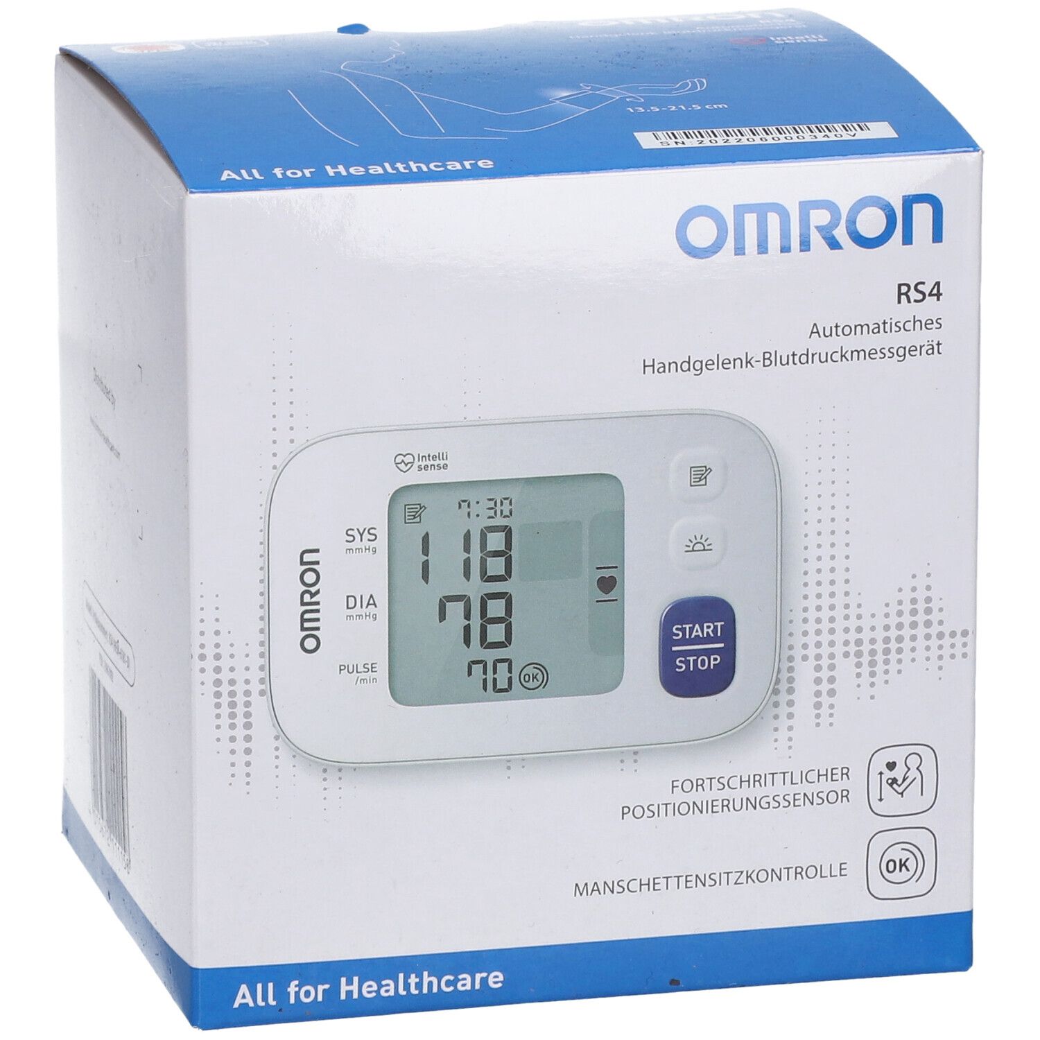 Omron Handgelenk-Blutdruckmessgerät RS4, digital, klinisch validi