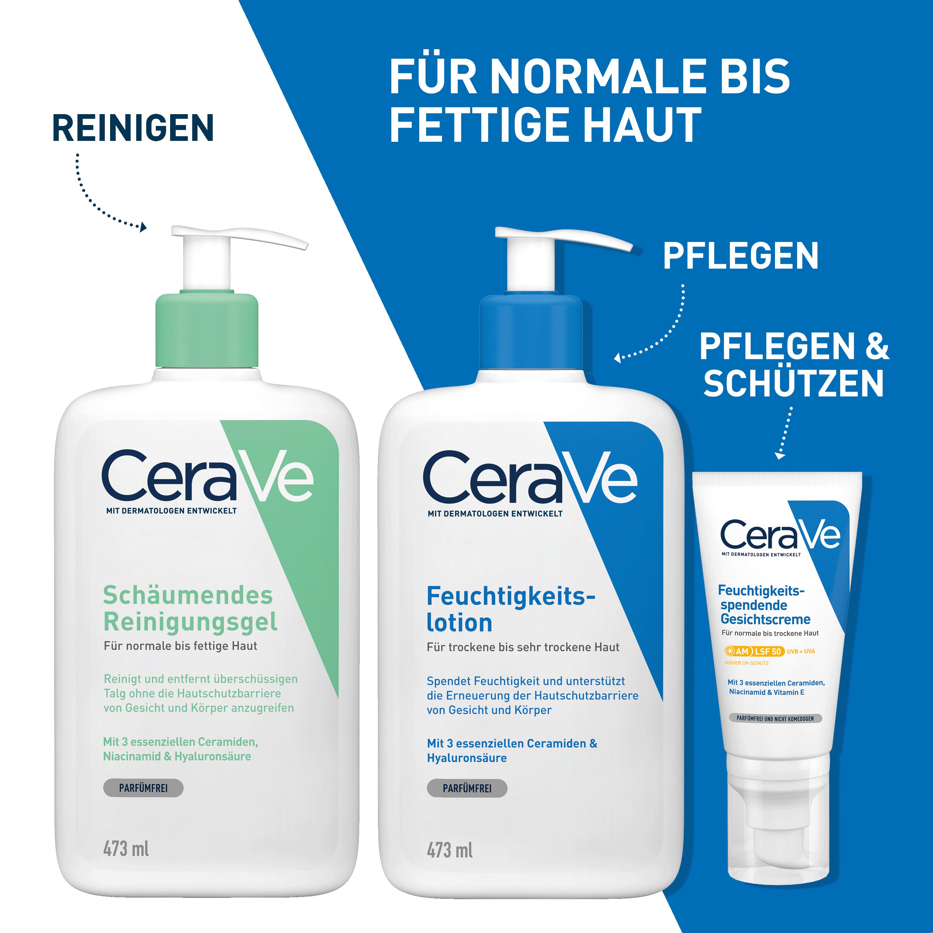 CeraVe Schäumendes Reinigungsgel: pflegender Reinigungsschaum für normale bis fettige Haut