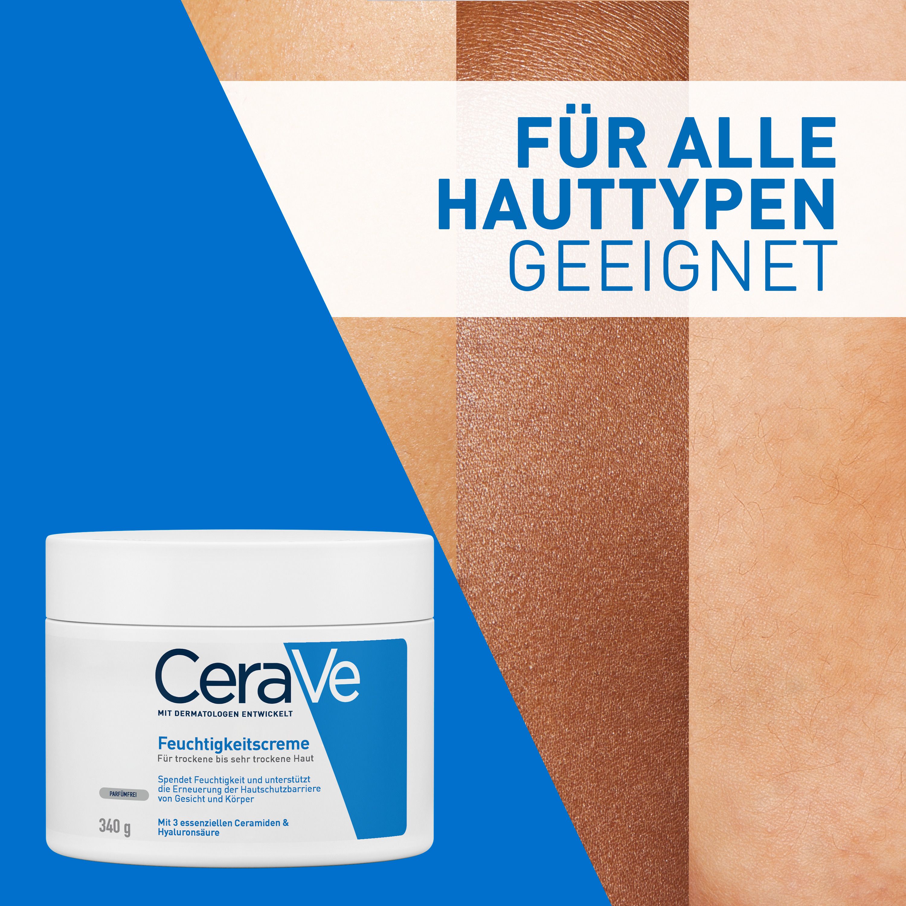 CeraVe Feuchtigkeitscreme: Reichhaltige Körpercreme für trockene bis sehr trockene Haut für Gesicht und Körper