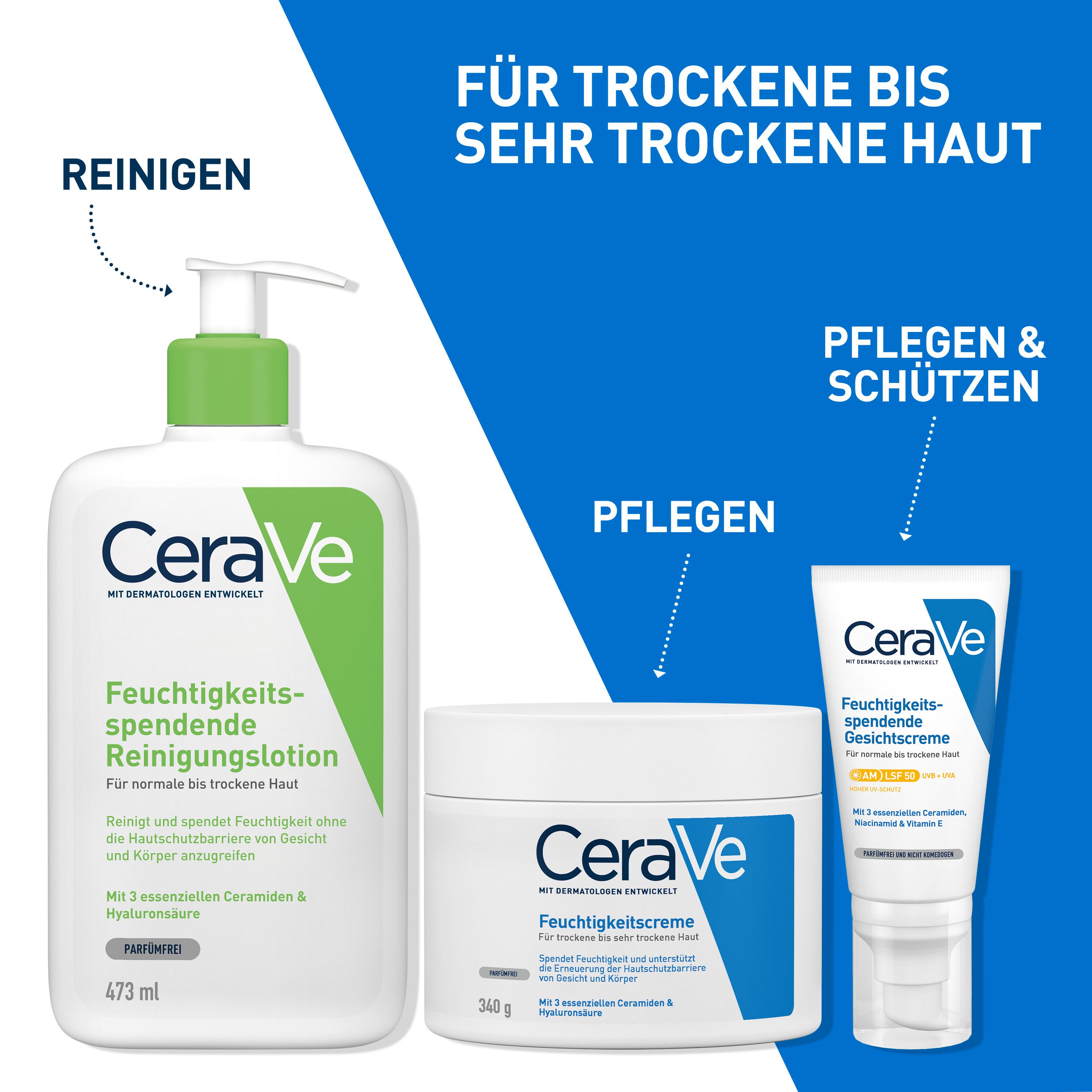 CeraVe Feuchtigkeitscreme: Reichhaltige Körpercreme für trockene bis sehr trockene Haut für Gesicht und Körper