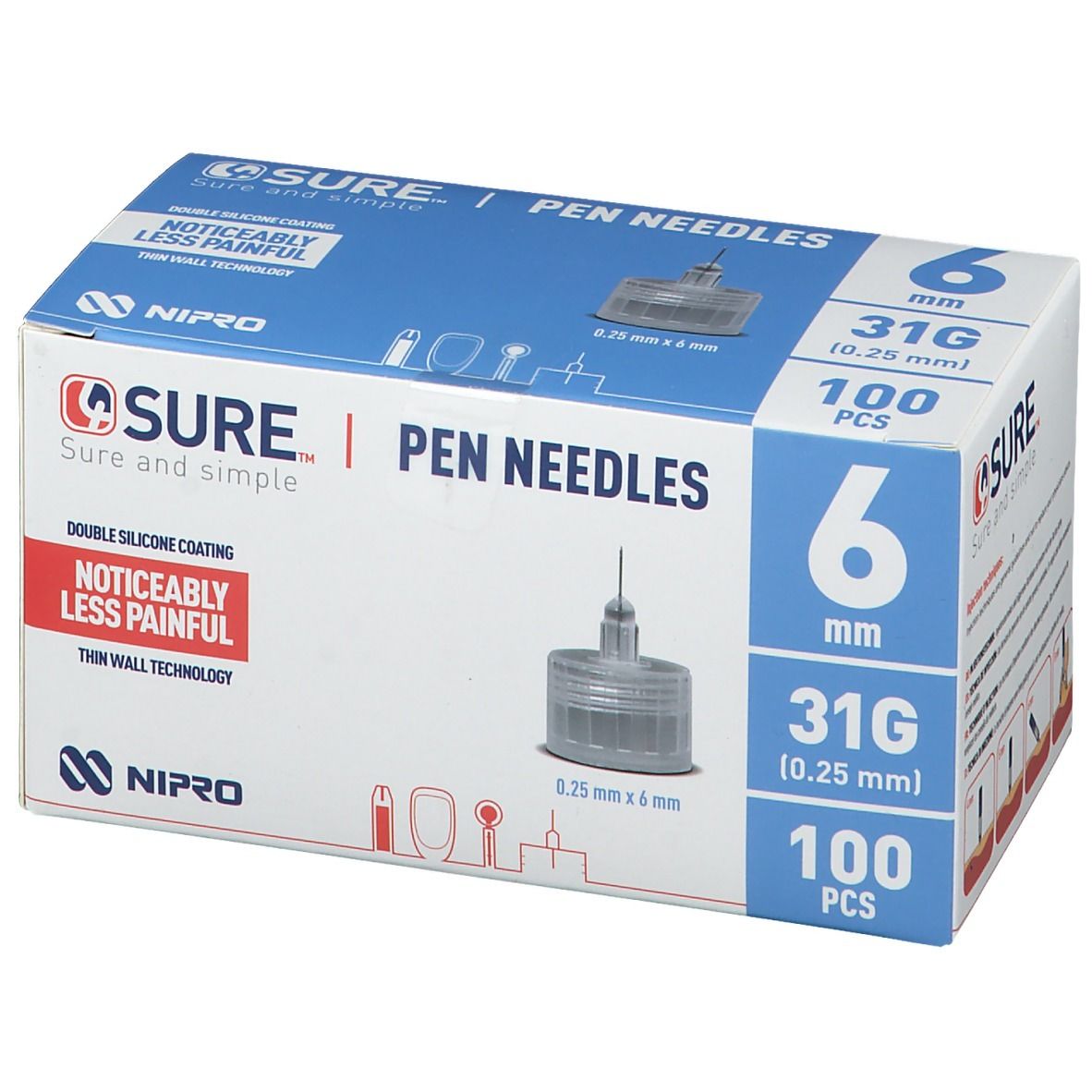 4SURE Pen-Nadeln 0,25 mm 31G 6 mm