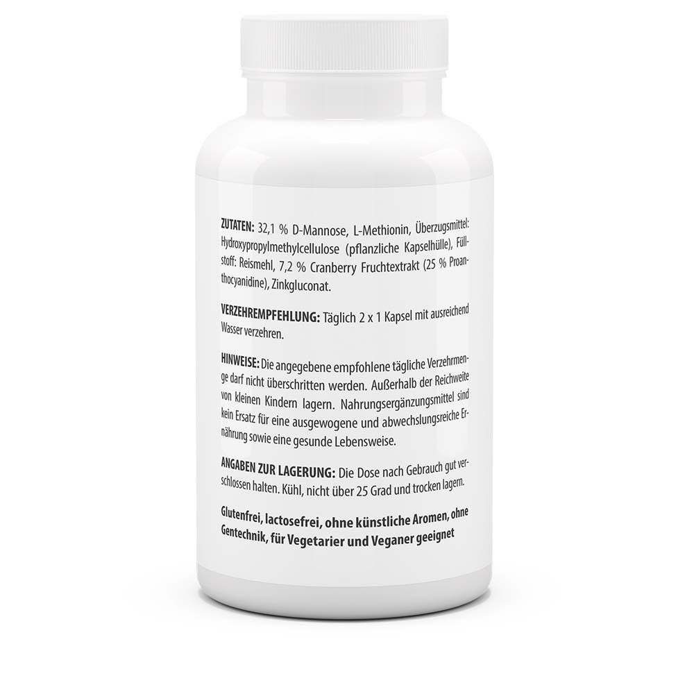 Rückseite der weißen Flasche. Zutaten, Verzehrempfehlung, Hinweise, Lagerungshinweise. Glutenfrei, laktosefrei, vegan.