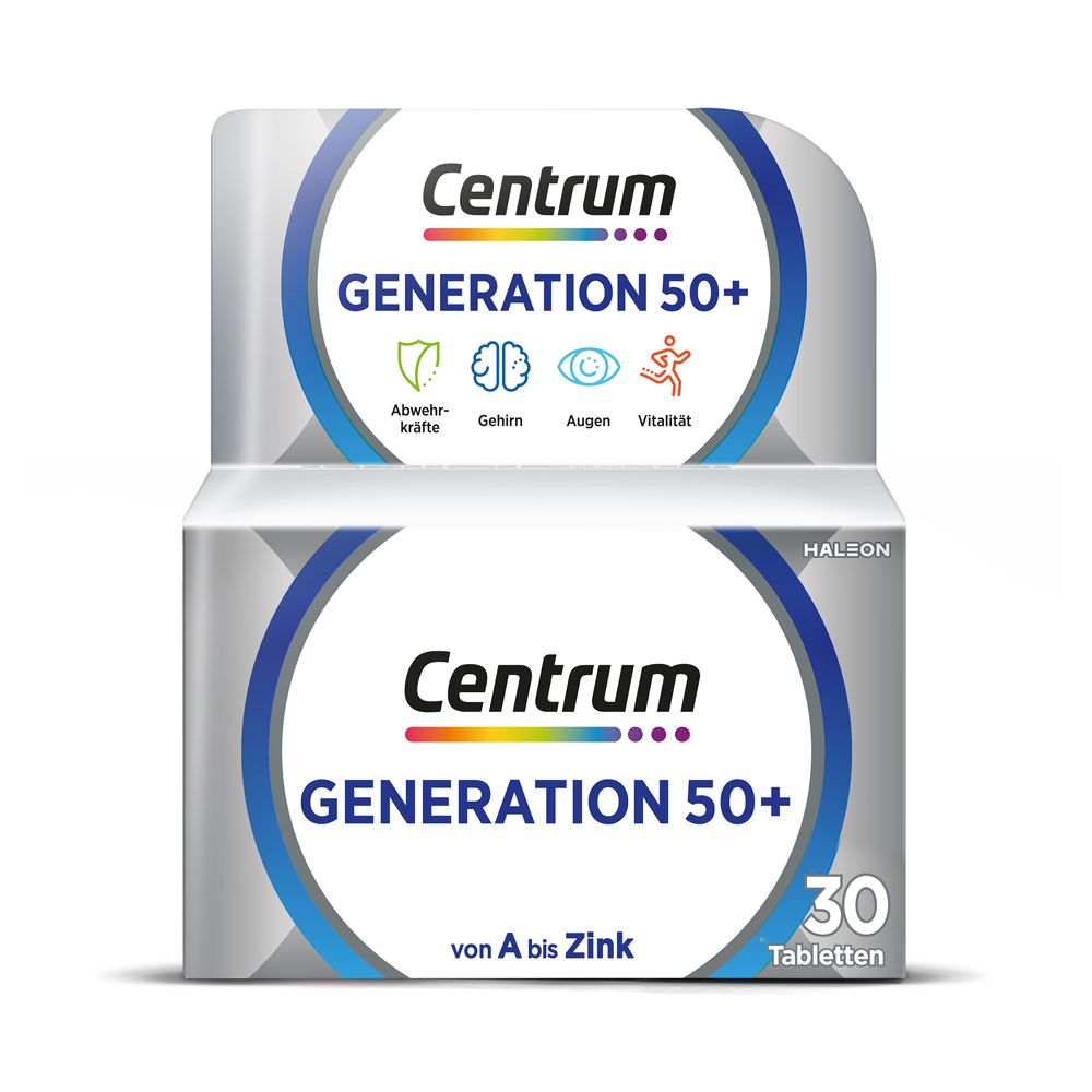 Centrum Generation Multivitamin 50+ – Hochwertiges Nahrungsergänzungsmittel mit Mikronährstoffen – Für Erwachsene ab 50 Jahren – Vitamine, Mineralstoffe, Spurenelemente