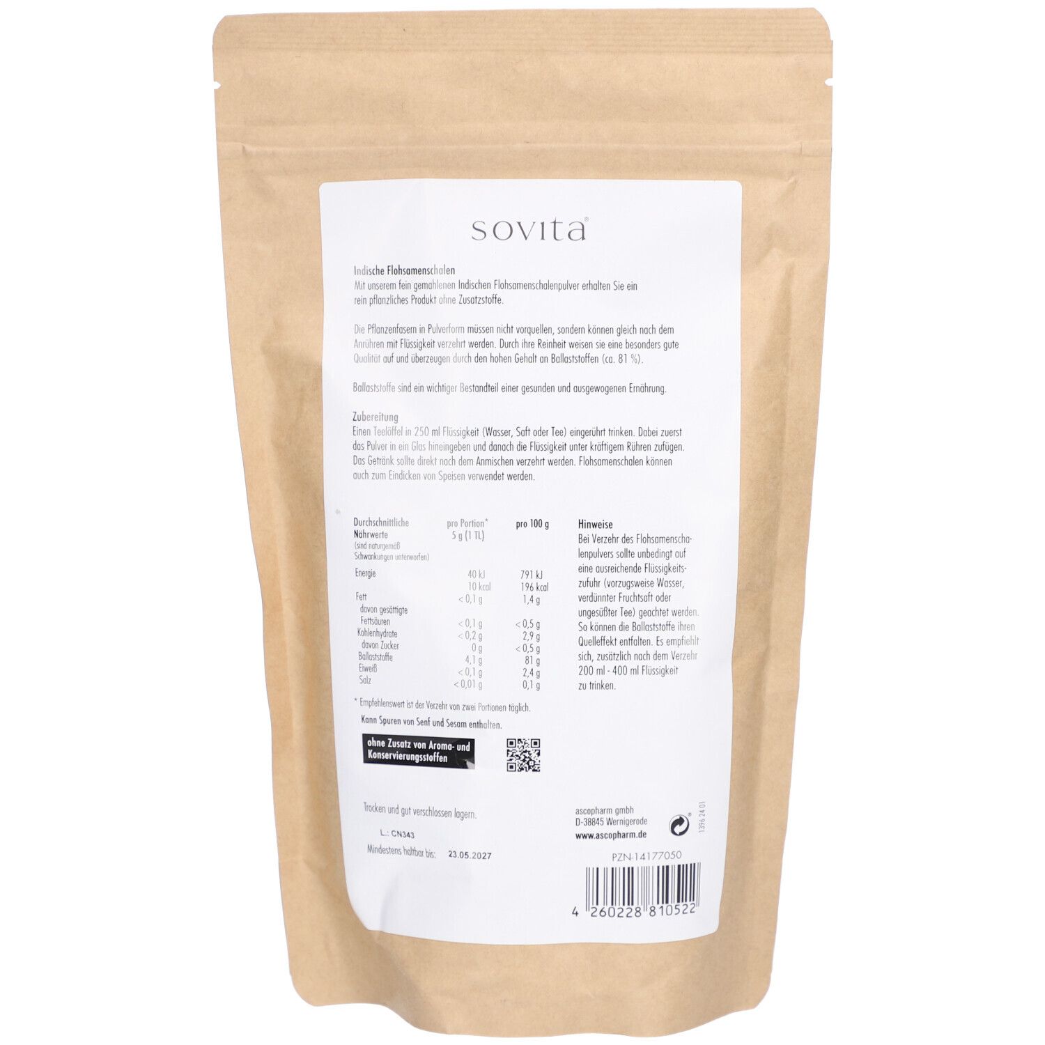 sovita Indische Flohsamenschalen