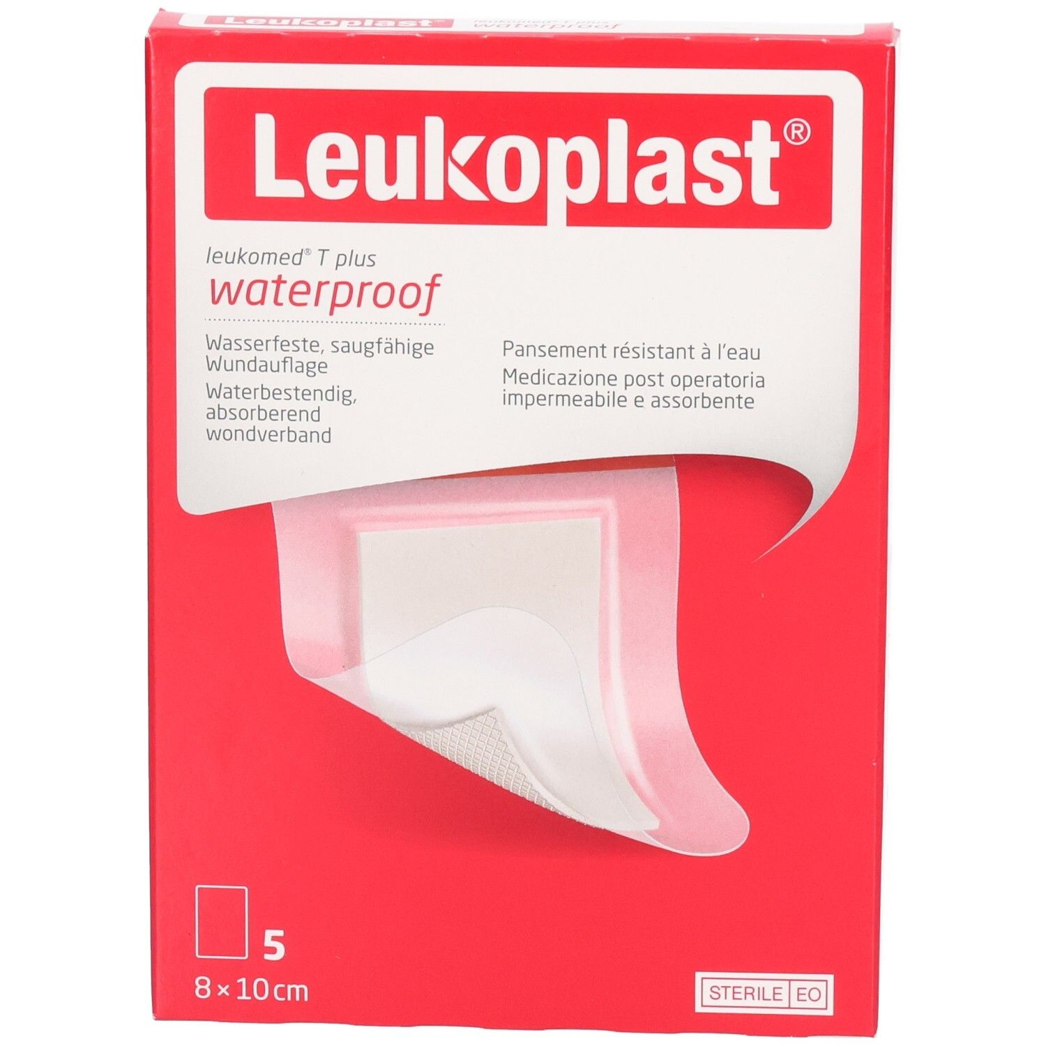 Leukoplast T plus waterproof Wundauflage, 5 Stück, 8x10cm