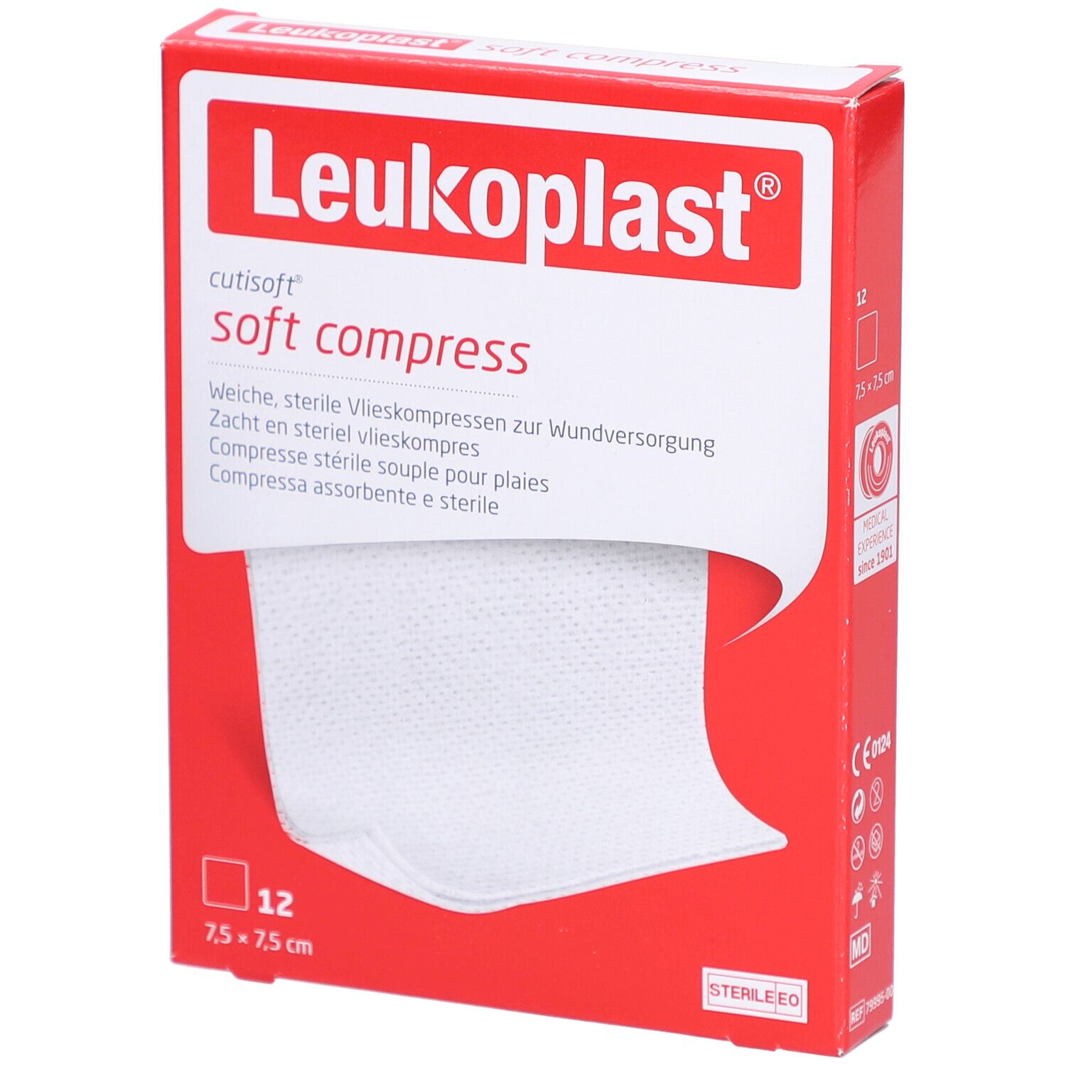 Leukoplast cutisoft soft compress, 12 Stück, 7.5x7.5cm