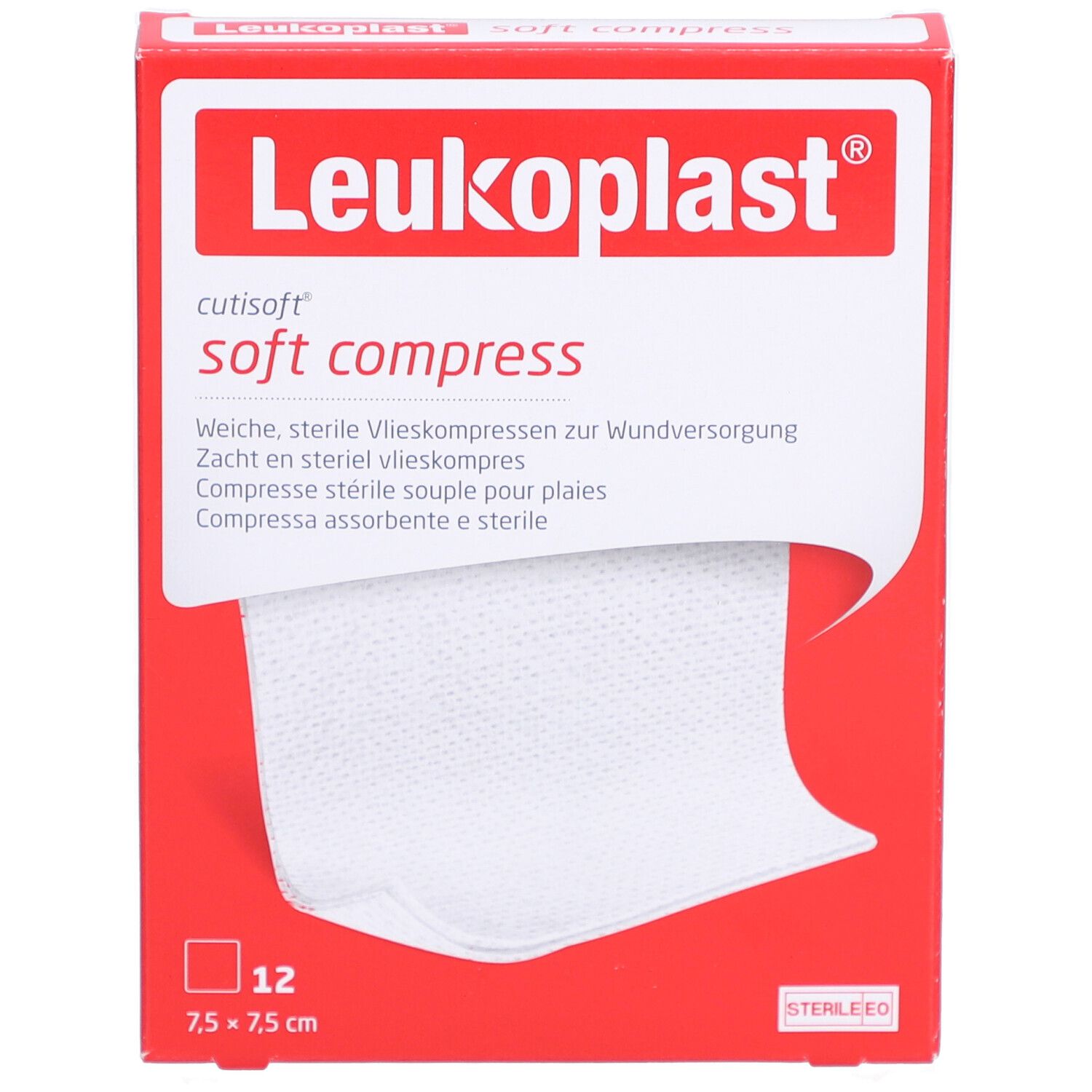 Leukoplast cutisoft soft compress, 12 Stück, 7.5x7.5cm