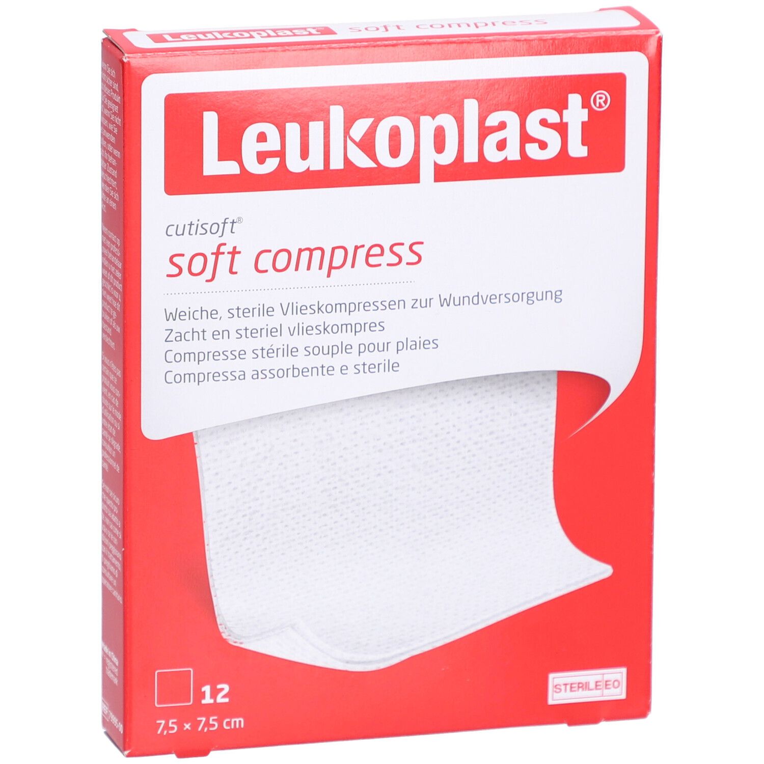 Leukoplast cutisoft soft compress, 12 Stück, 7.5x7.5cm