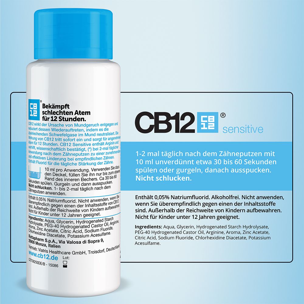 CB12 Sensitive Mundspülung: Mundwasser mit Zinkacetat & Chlorhexidin