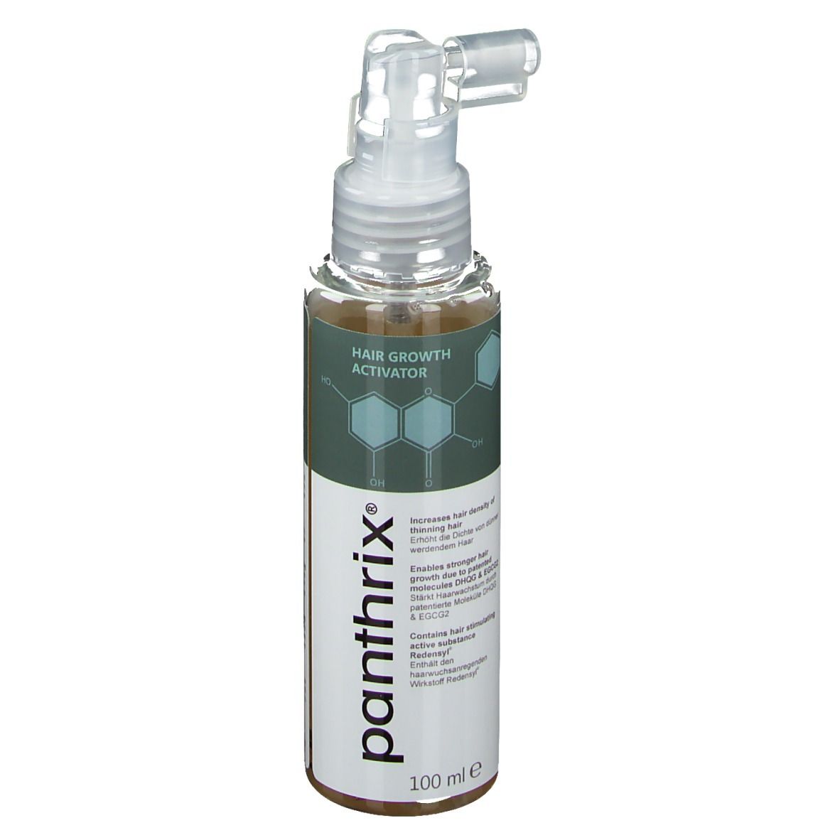 Flasche mit Haarewachstumsaktivator, 100 ml, mit Applikatoraufsatz.