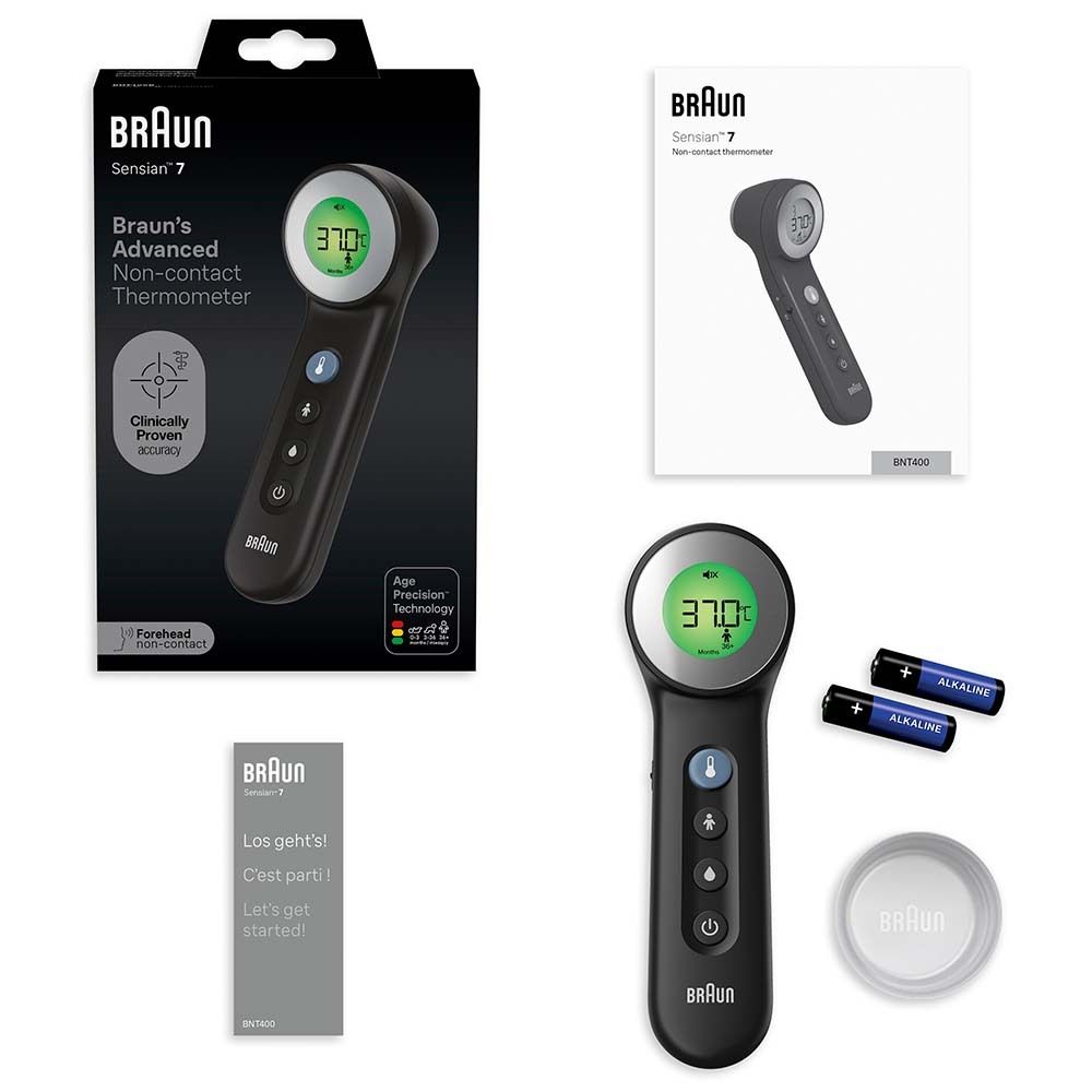 Digitales Thermometer zeigt 38.8°C an, mit Altersindikator für Fiebererkennung.