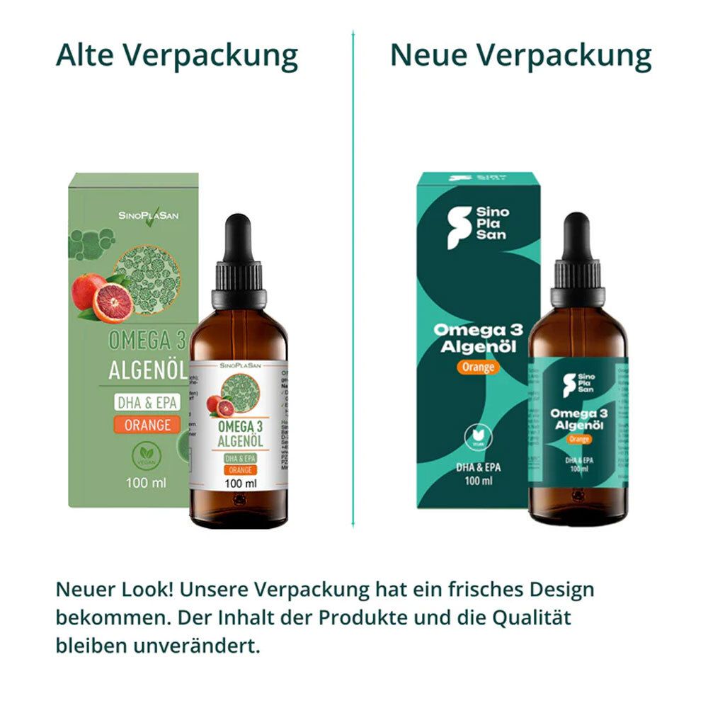Vergleich der Verpackungen. Links: alte Verpackung. Rechts: neue Verpackung. Flaschen mit Tropfer.