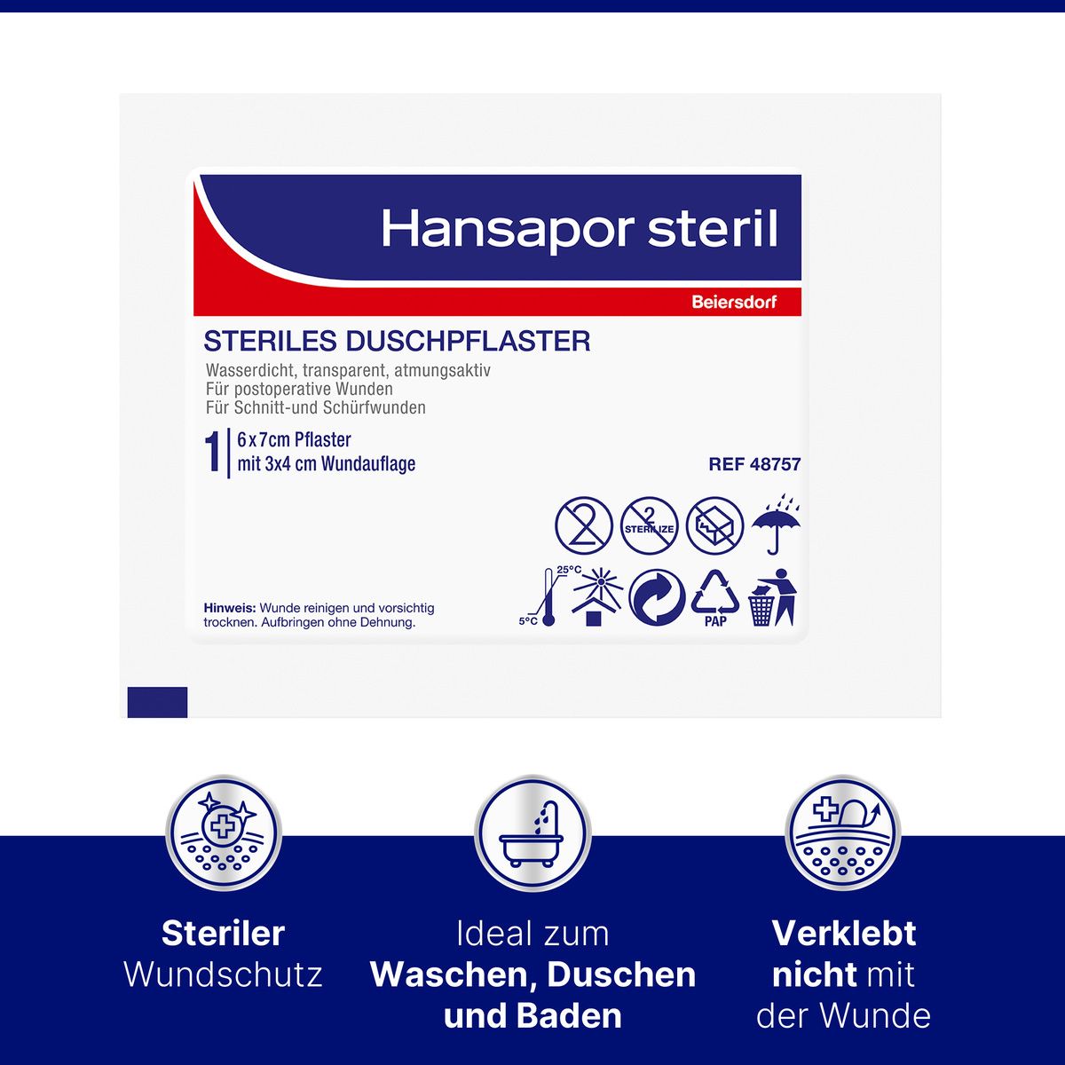 Hansapor steril Duschpflaster 6 cm x 7 cm