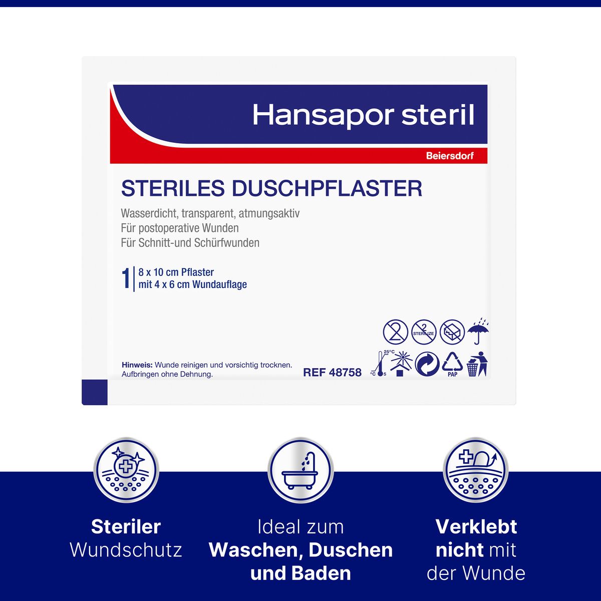 Hansapor steril Duschpflaster 8 cm x 10 cm