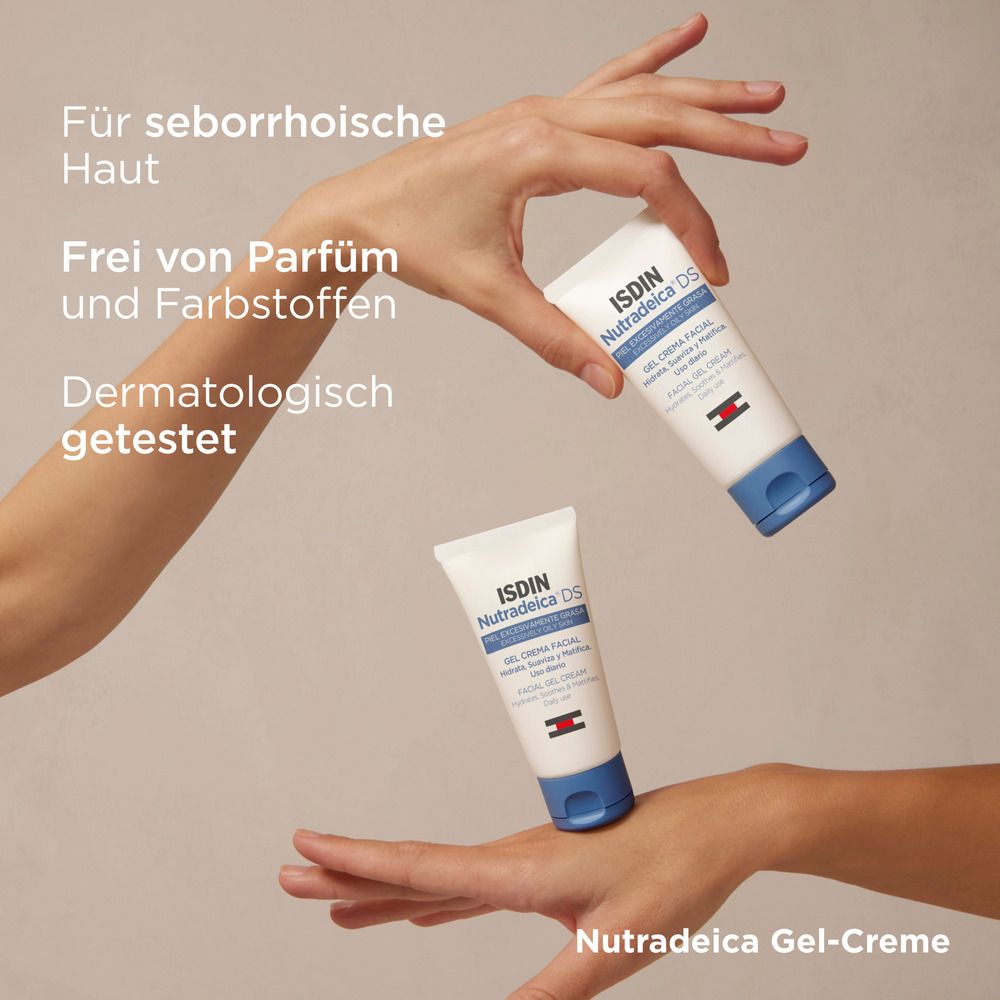 ISDIN Nutradeica® Gel-Creme beruhigende Gesichtscreme gegen Juckreiz, Schuppung und Rötung speziell bei seborrhoischer Dermatitis