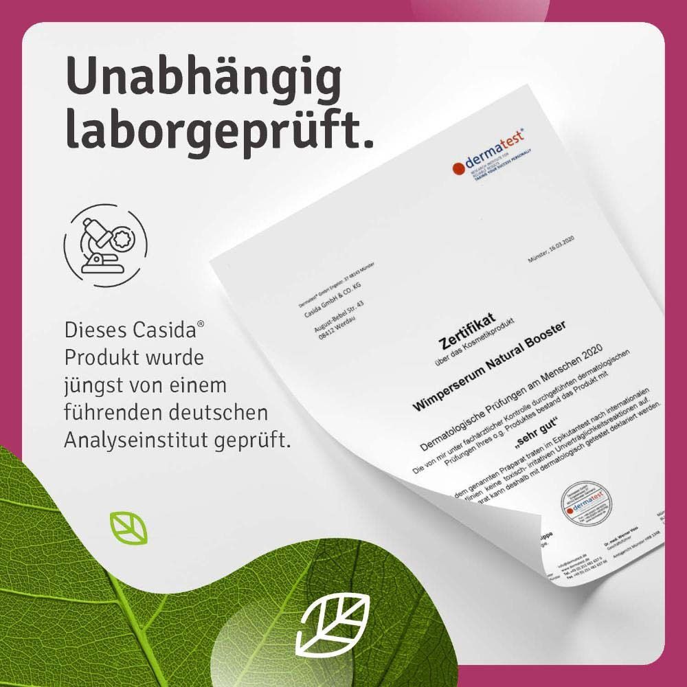 Dermatest-Zertifikat. Produkt von einem deutschen Analyseinstitut geprüft.