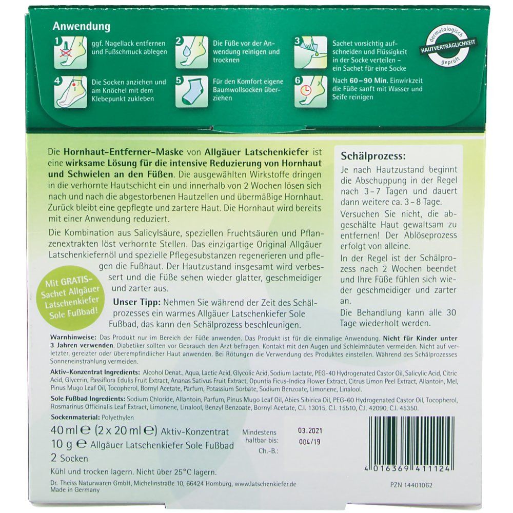 Allgäuer Latschenkiefer® Hornhaut Entferner Maske