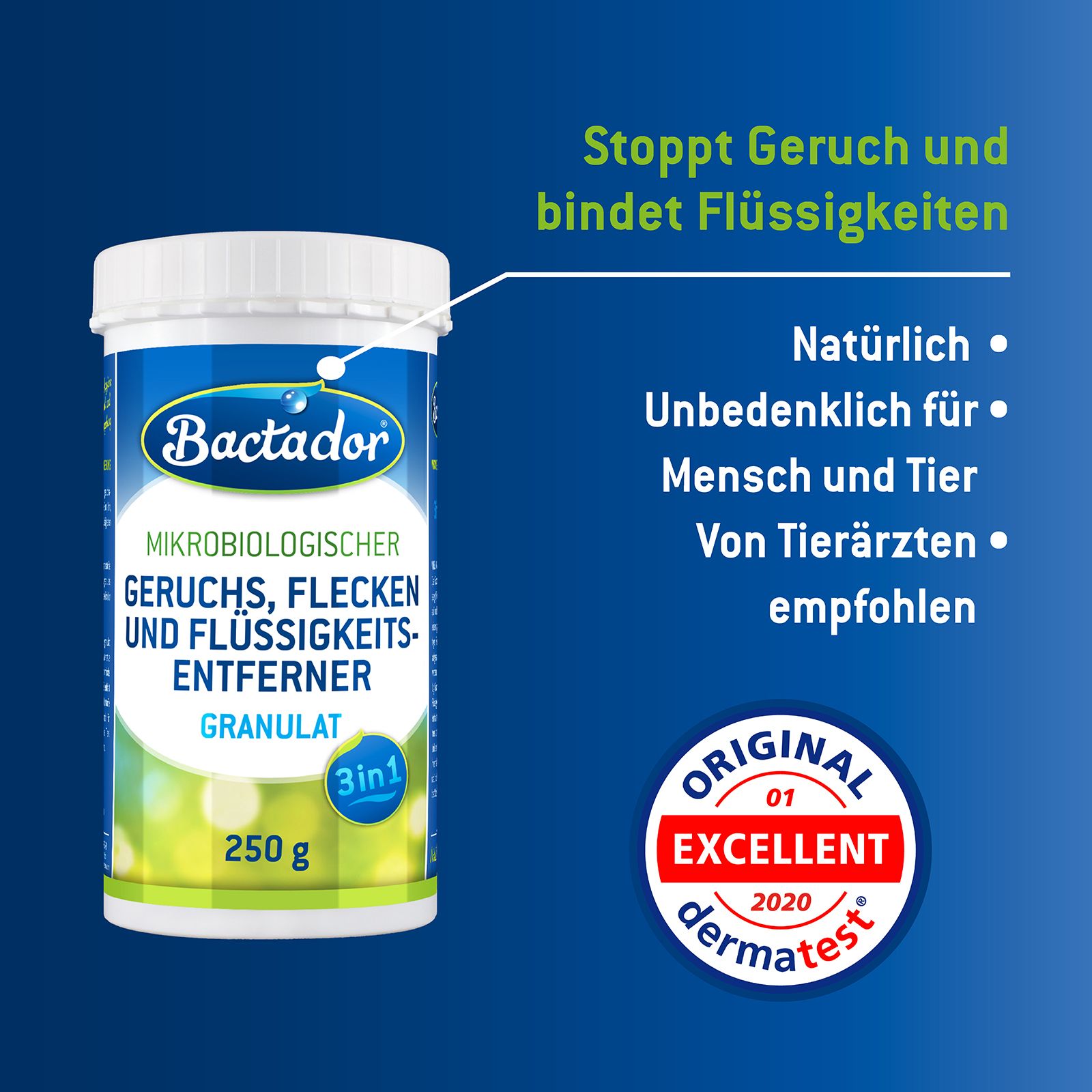 Bactador® Geruchs-, Flecken- und Flüssigkeitsentferner Granulat