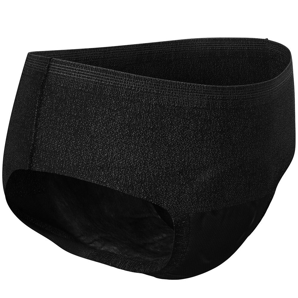 Schwarze TENA Silhouette Normal Noir M Inkontinenz Pants. Niedriger Bund. Blick von vorne.