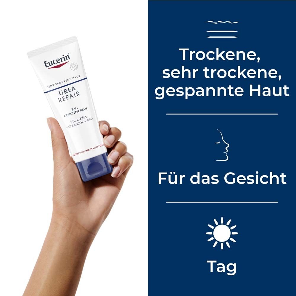 Eucerin Urea Repair Tag Gesichtscreme 5% – Intensive Feuchtigkeitspflege bei trockener bis sehr trockener Haut