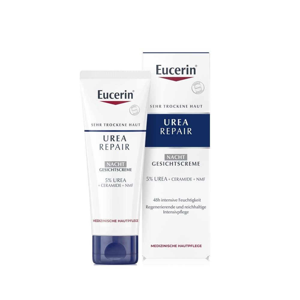 Eucerin Urea Repair Nacht Gesichtscreme 5% –  Intensive Gesichtspflege bei trockener bis sehr trockener und spannender Haut