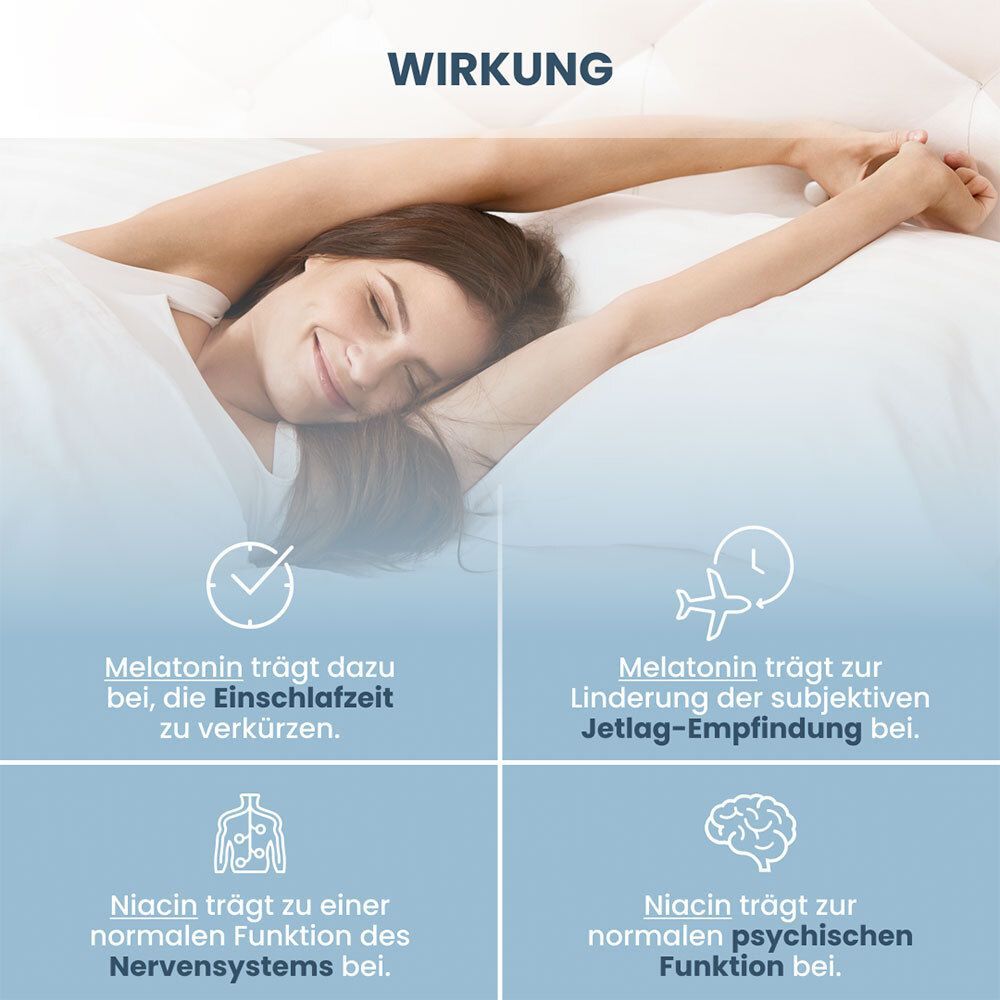 PlantoCaps NIOSAN Verpackung mit Sternenhimmel-Design und schlafender Profil-Illustration.