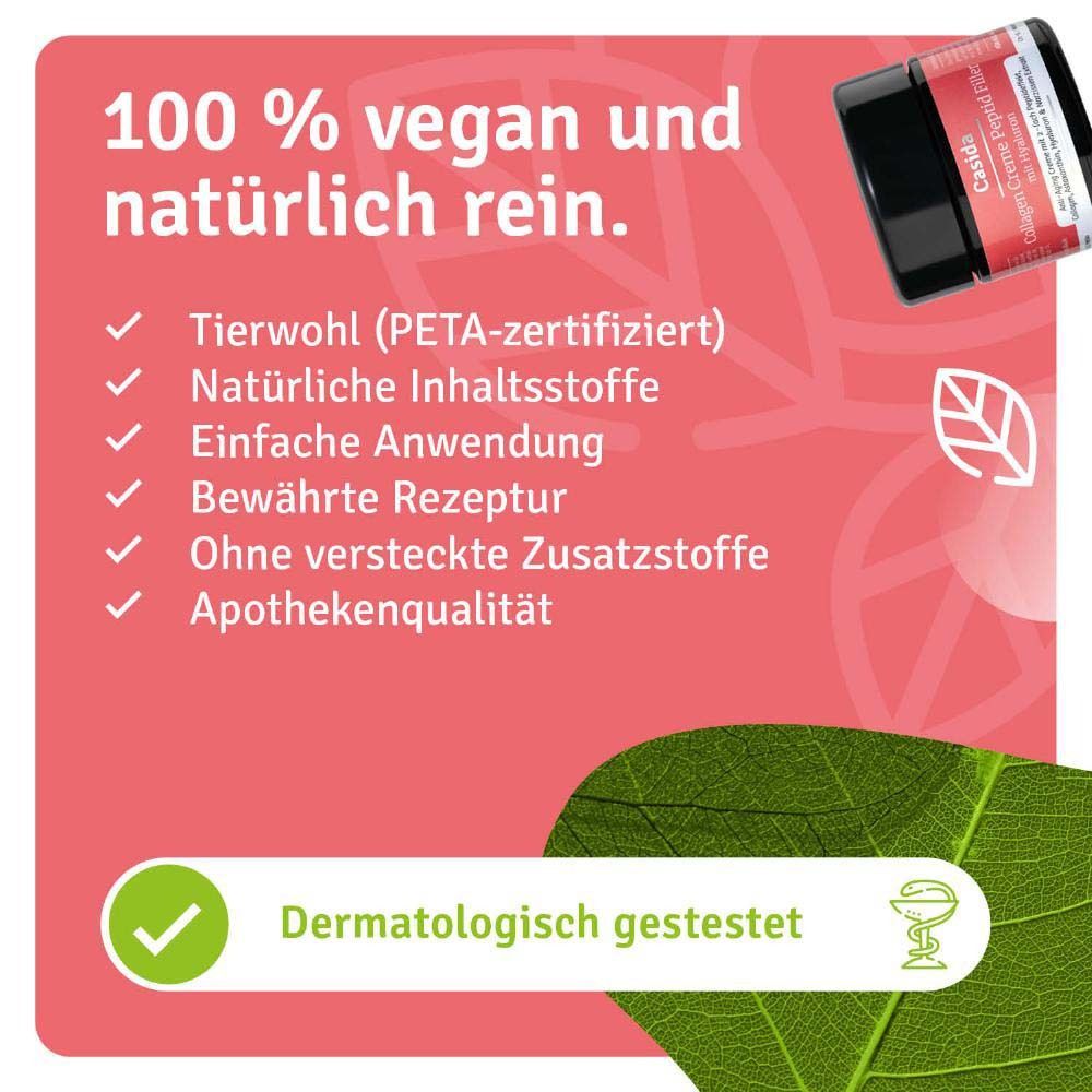Text: 100 % vegan und natürlich rein. Tierwohl (PETA-zertifiziert), natürliche Inhaltsstoffe, ohne versteckte Zusätze.