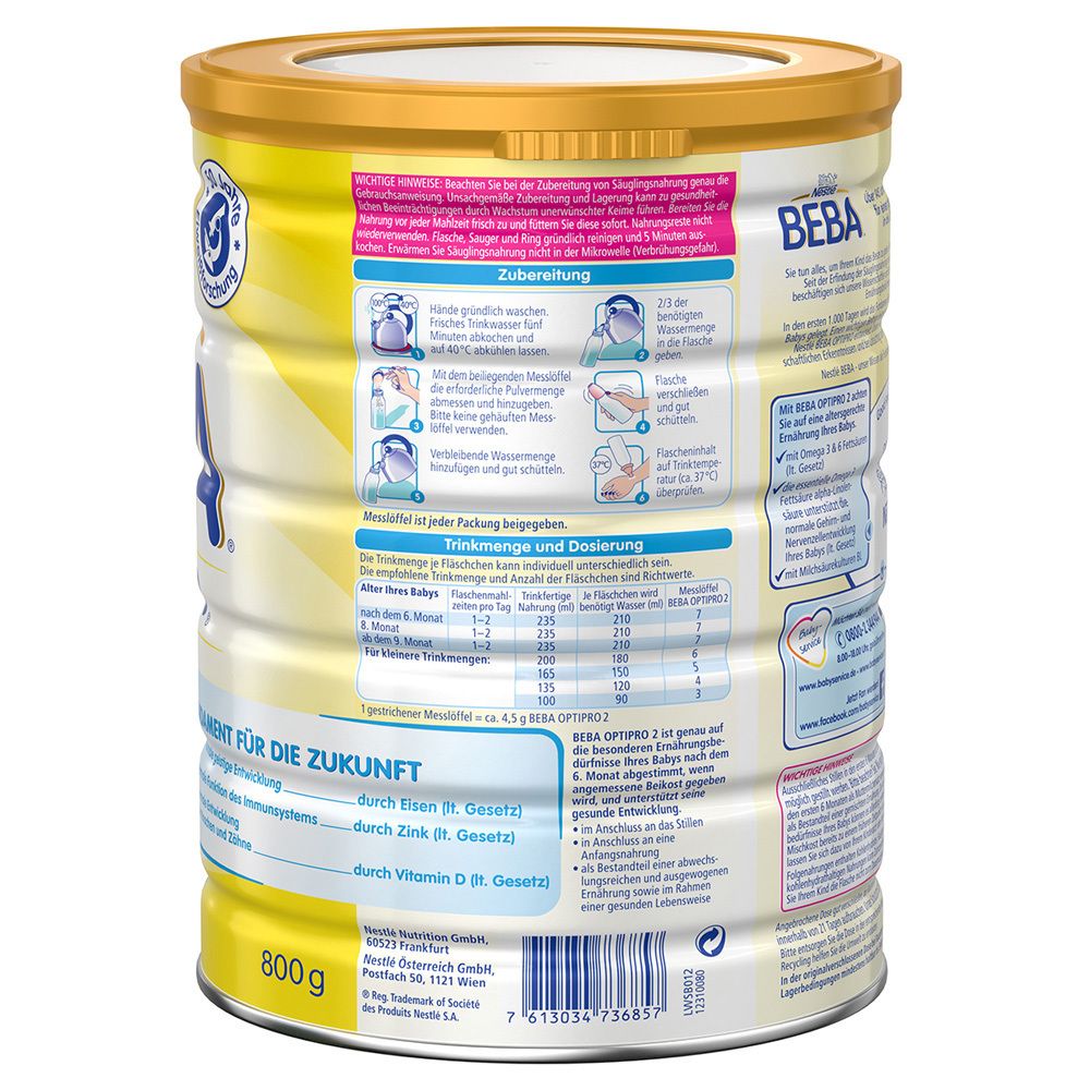 Nestlé BEBA OPTIPRO 2 Folgemilch nach dem 6. Monat
