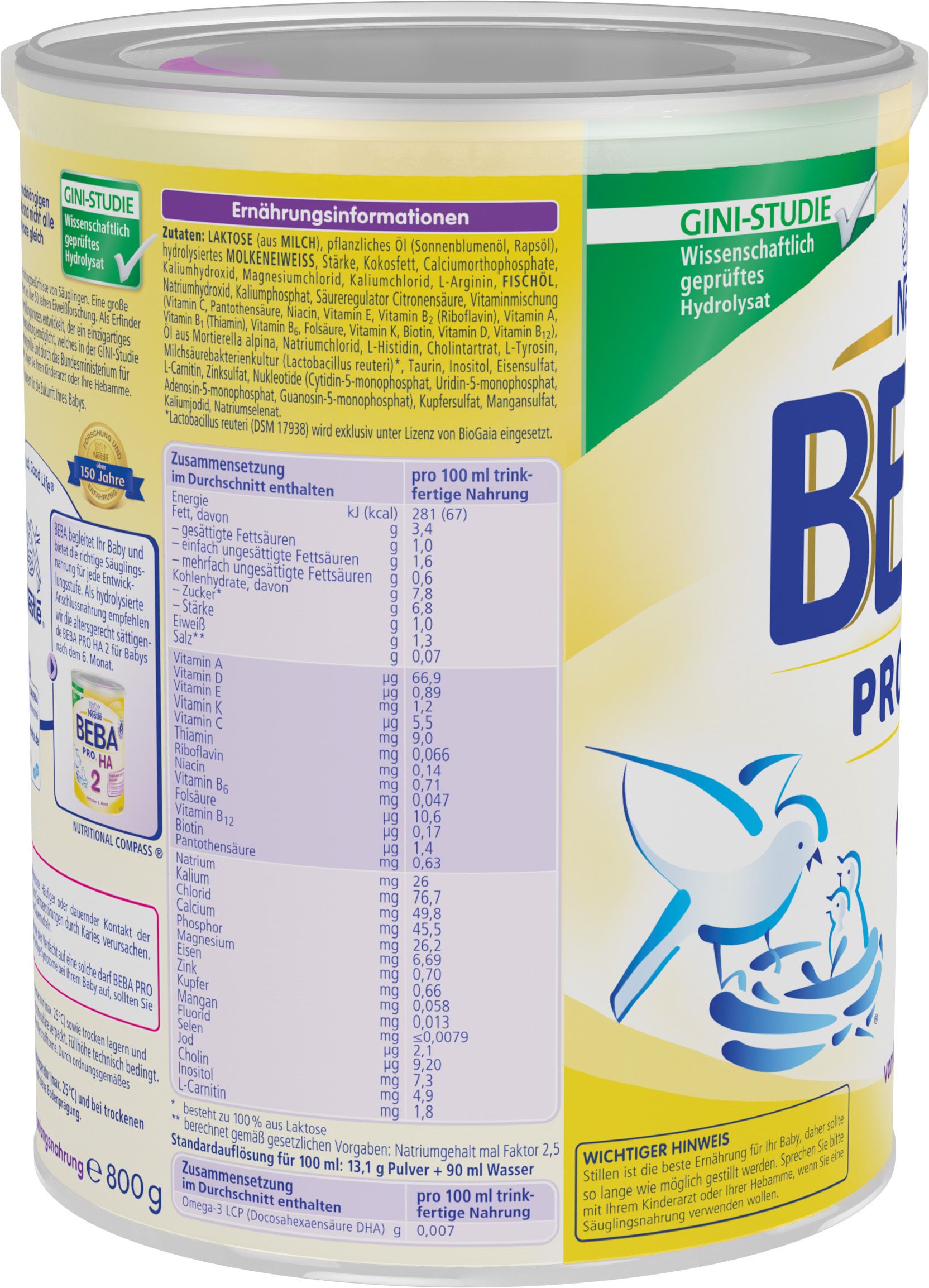 Nestlé BEBA PRO HA 1 Anfangsnahrung, von Geburt an