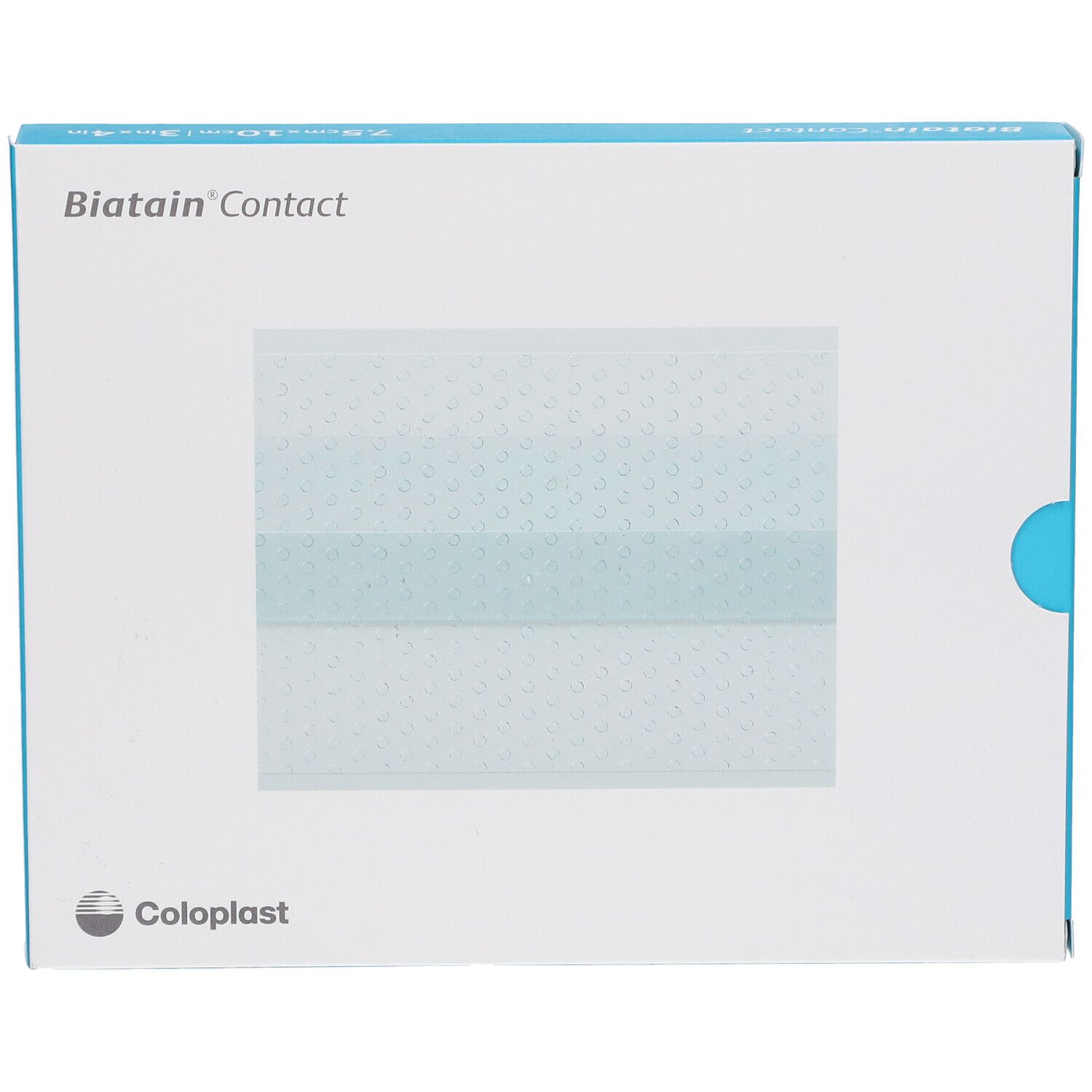 Verpackung Biatain Contact Wundauflage 7,5x10cm, Coloplast Logo.