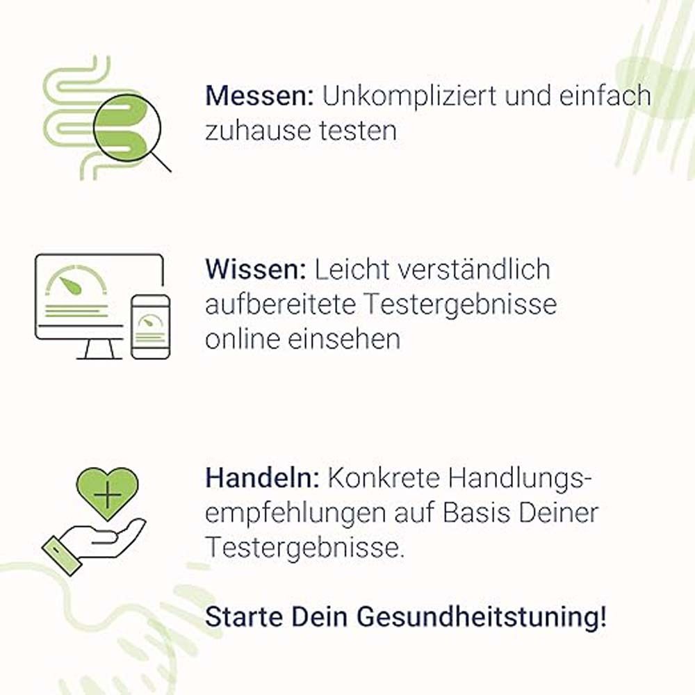 Infografik mit drei Schritten: Messen, Wissen, Handeln. Symbole und Text in Grün auf hellem Hintergrund.