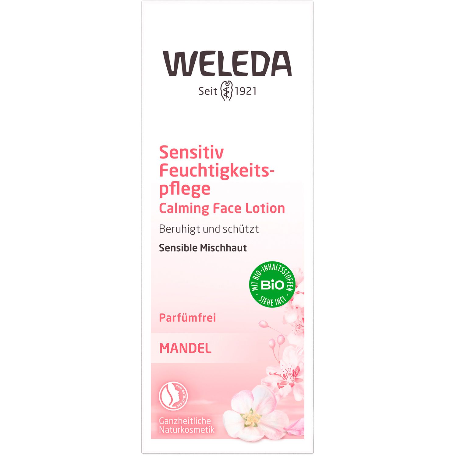 Weleda Sensitiv Feuchtigkeitspflege Mandel - unparfümierte, sanfte Creme für empfindliche Mischhaut