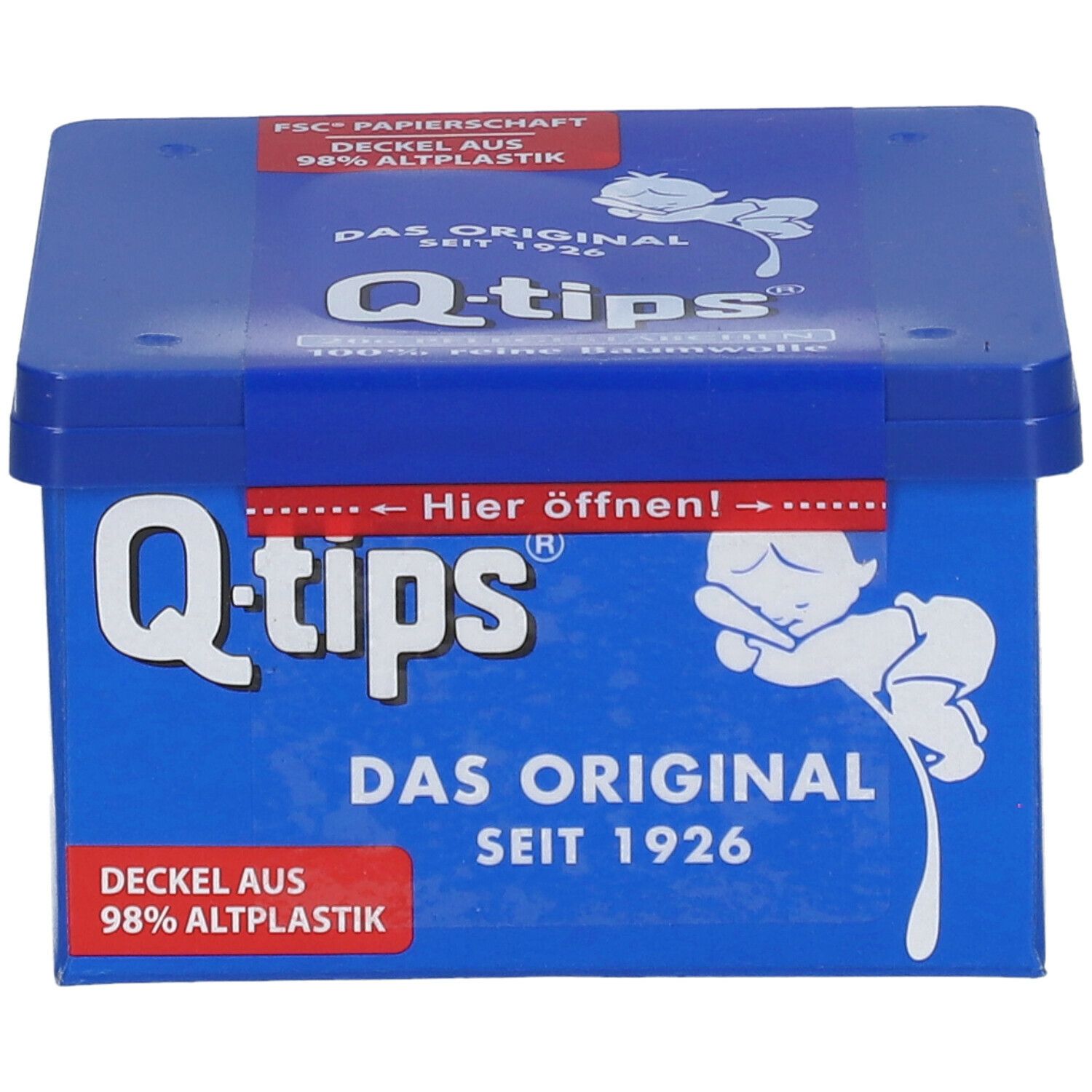 Q-tips® Wattestäbchen, Würfelbox