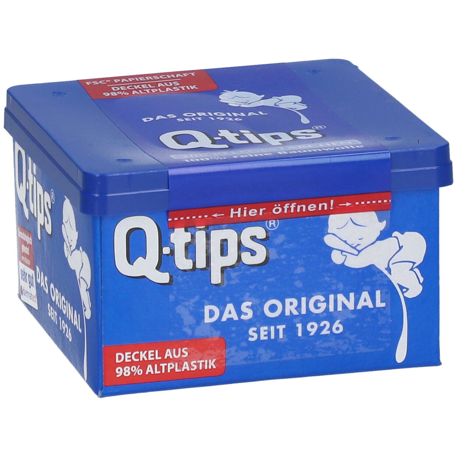 Q-tips® Wattestäbchen, Würfelbox