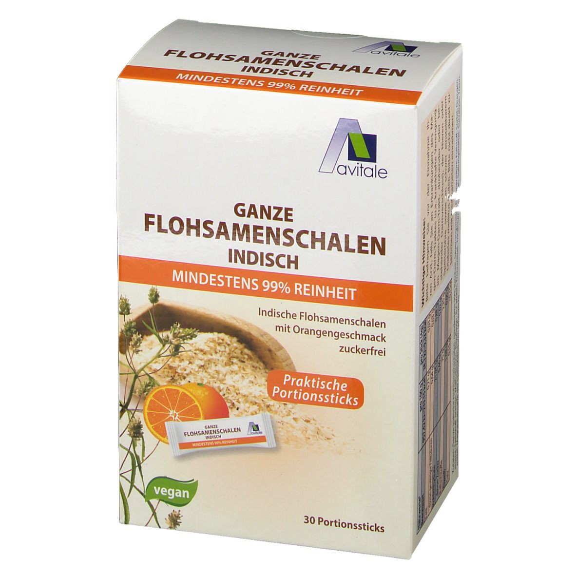 Avitale Ganze Flohsamenschalen Indisch Portionssticks Orange