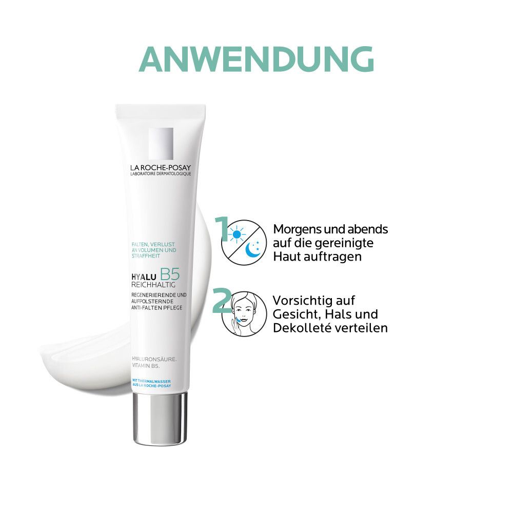 La Roche-Posay Hyalu B5 Creme-Tube. Anwendung: Morgens und abends, Gesicht, Hals, Dekolleté.
