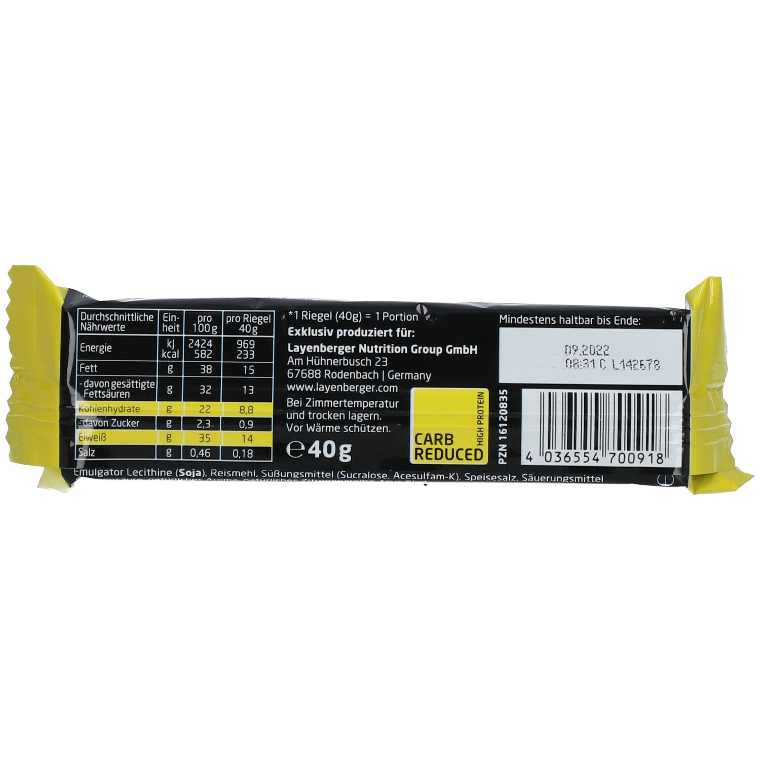 LAYENBERGER® High Protein Waffelriegel Zitrone