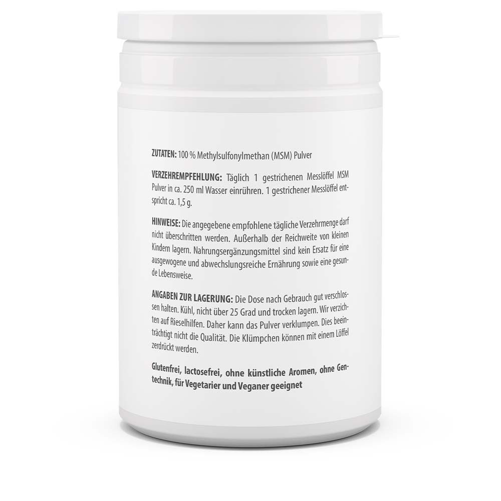 Rückseite des weißen Behälters. Text: Zutaten, Verzehrempfehlung, Hinweise, Angaben zur Lagerung. Glutenfrei, laktosefrei.