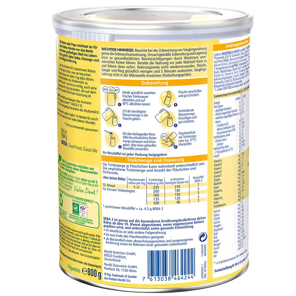 Nestlé BEBA® 3 Folgemilch ab dem 10. Monat
