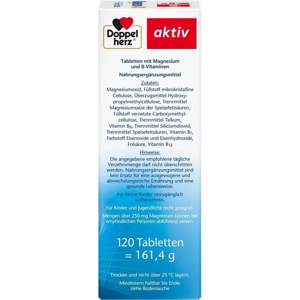 Doppelherz® Aktiv Magnesium 400 + B1 + B6 + B12 + Folsäure Tabletten ...