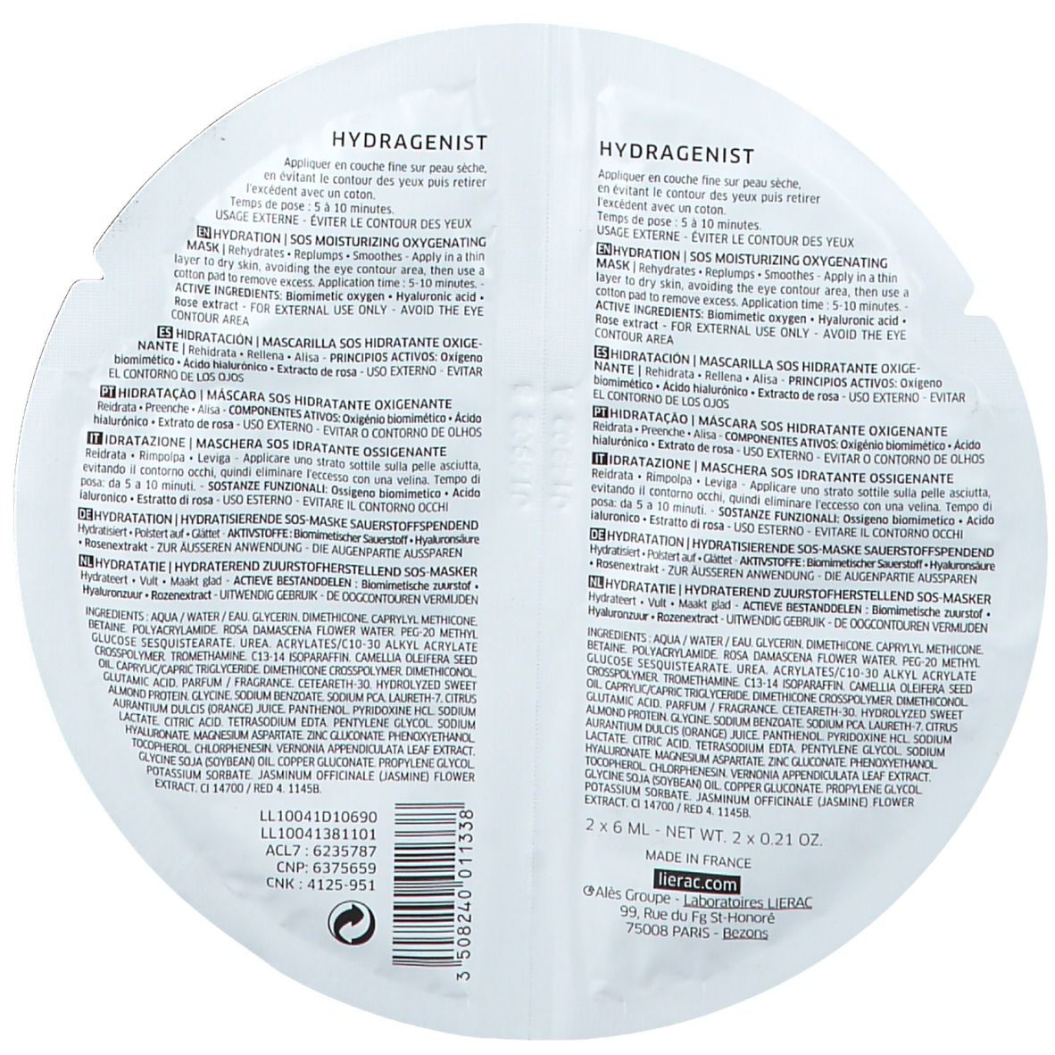 LIERAC Duo Maske Hydragenist