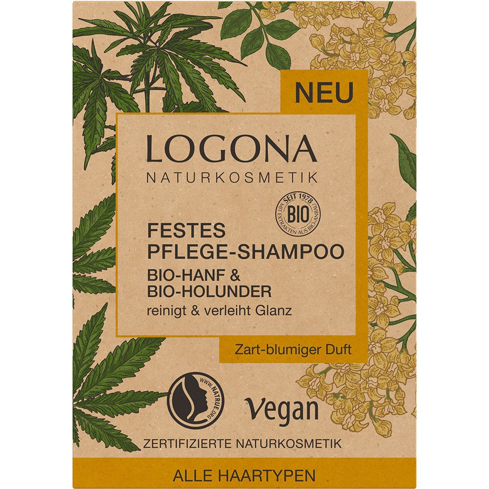 LOGONA Festes Pflege-Shampoo Bio-Hanf & Bio-Holunder